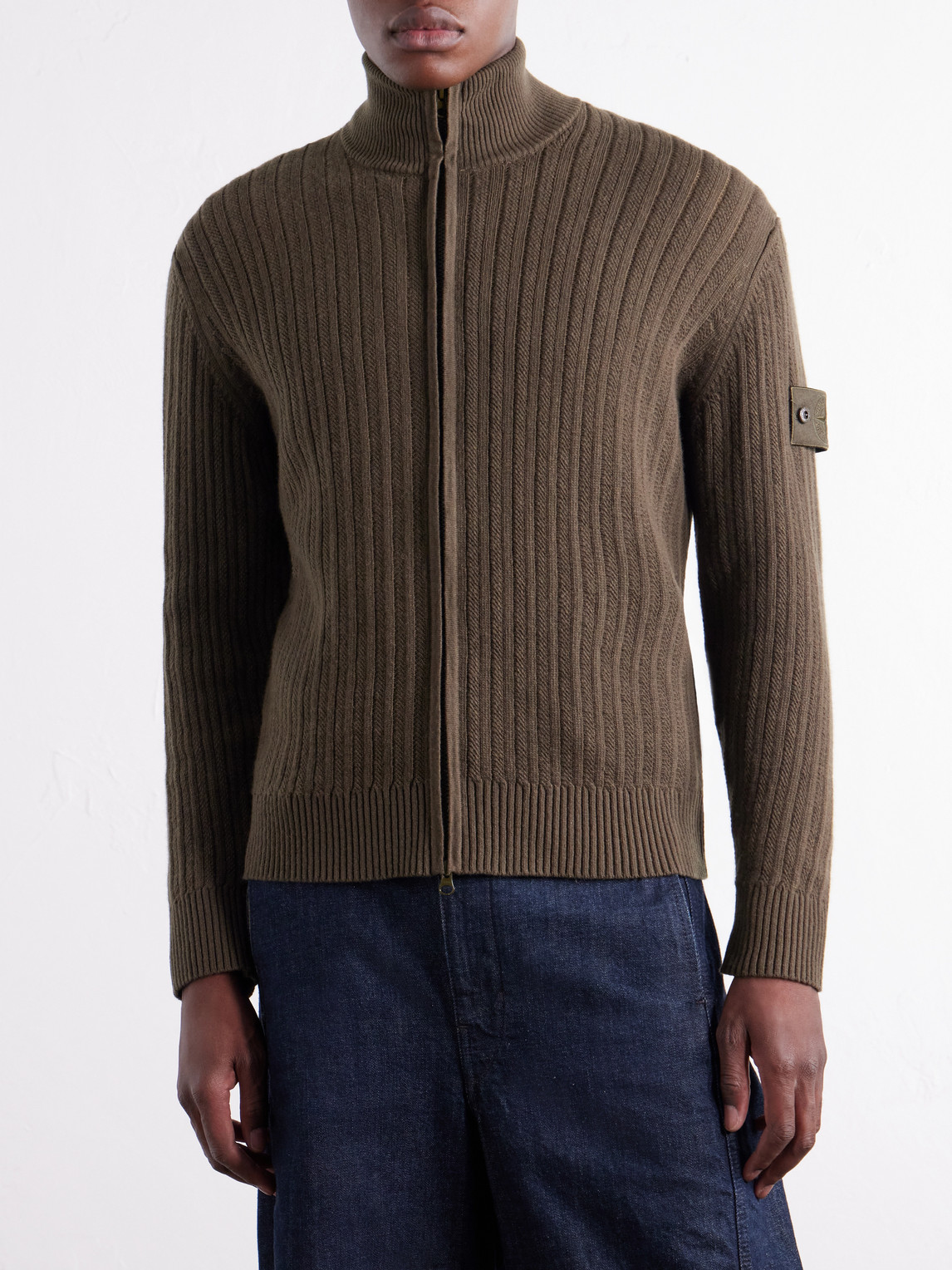 Ghost Ribbed Wool And Cashmere-Blend Zip-Up Cardigan