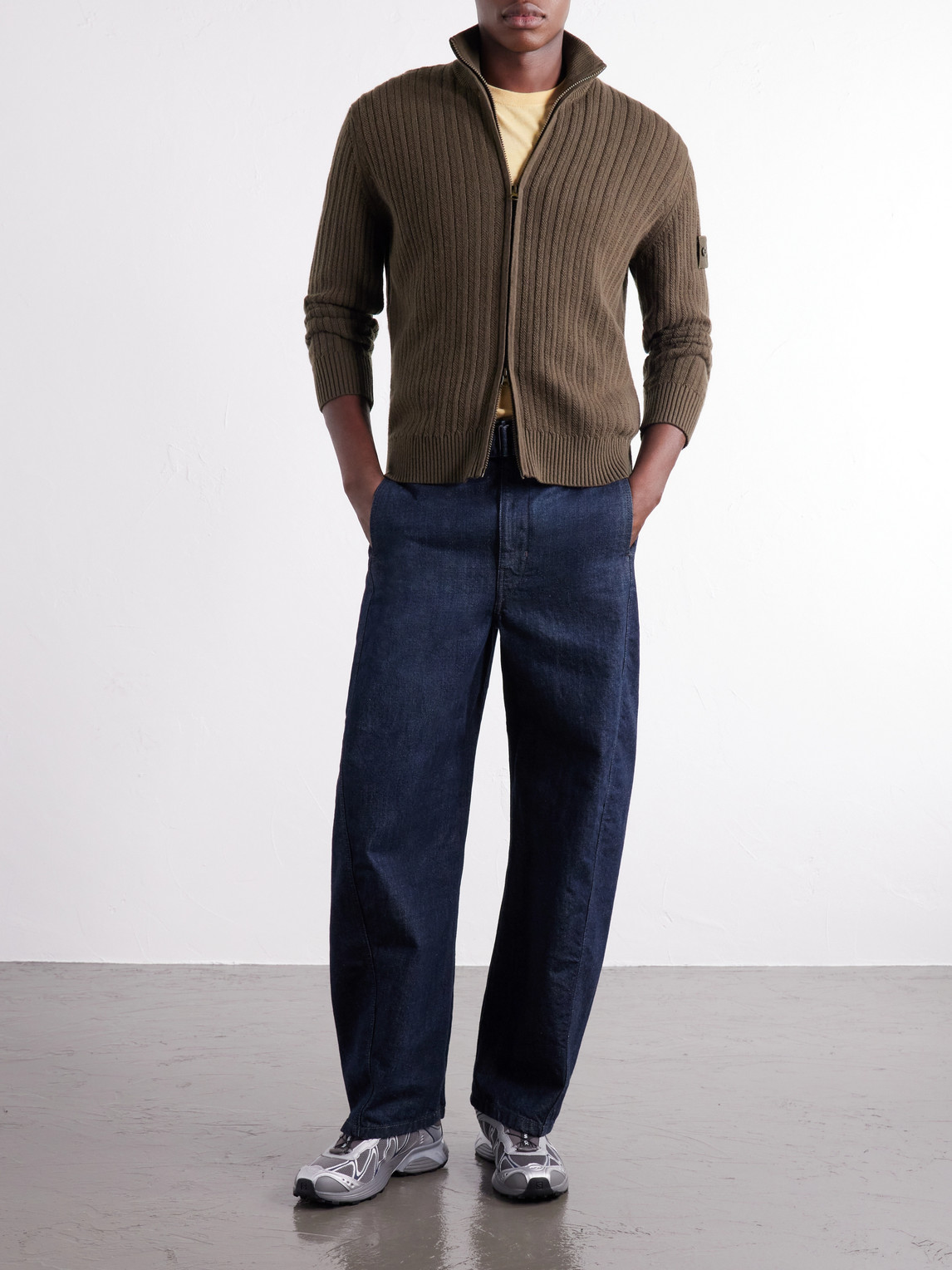 Ghost Ribbed Wool And Cashmere-Blend Zip-Up Cardigan