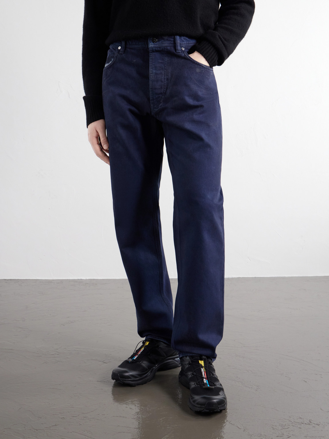 Denim Garment-Dyed Reflective Straight-Leg Jeans