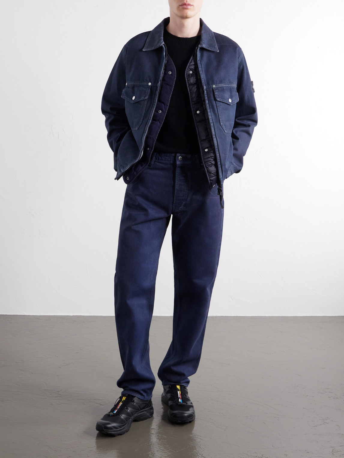 Denim Garment-Dyed Reflective Straight-Leg Jeans