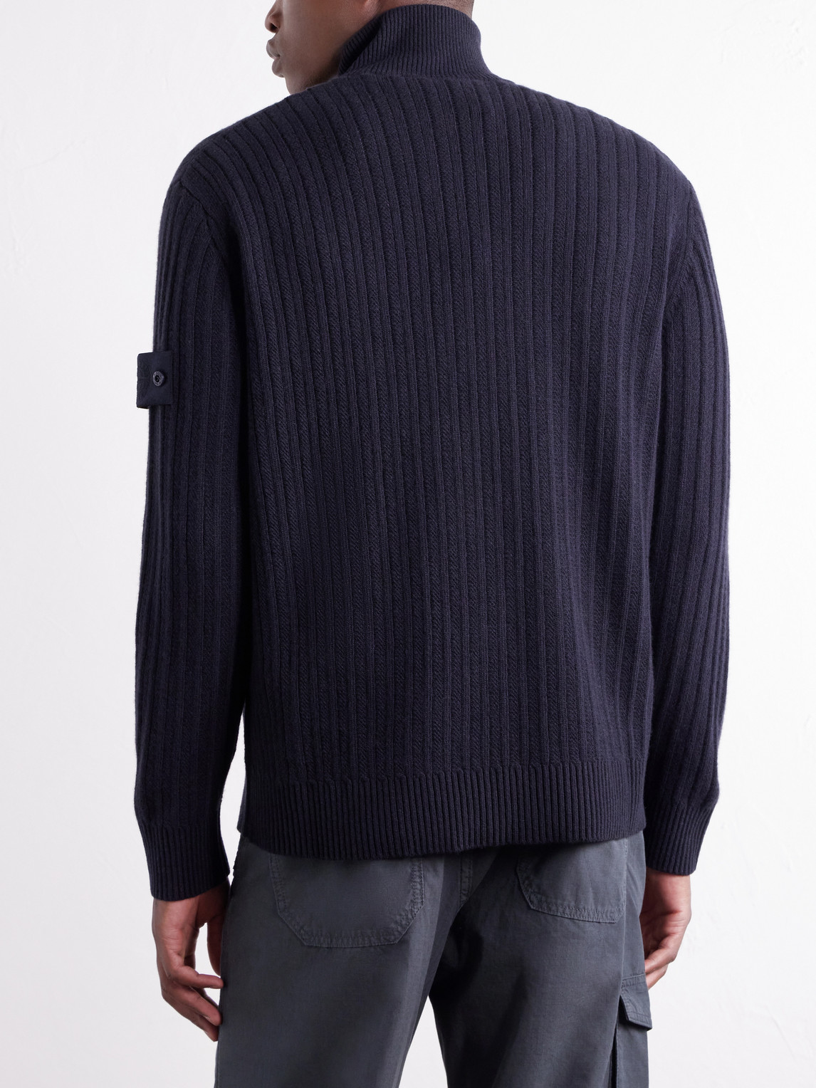 Ghost Ribbed Wool And Cashmere-Blend Zip-Up Cardigan