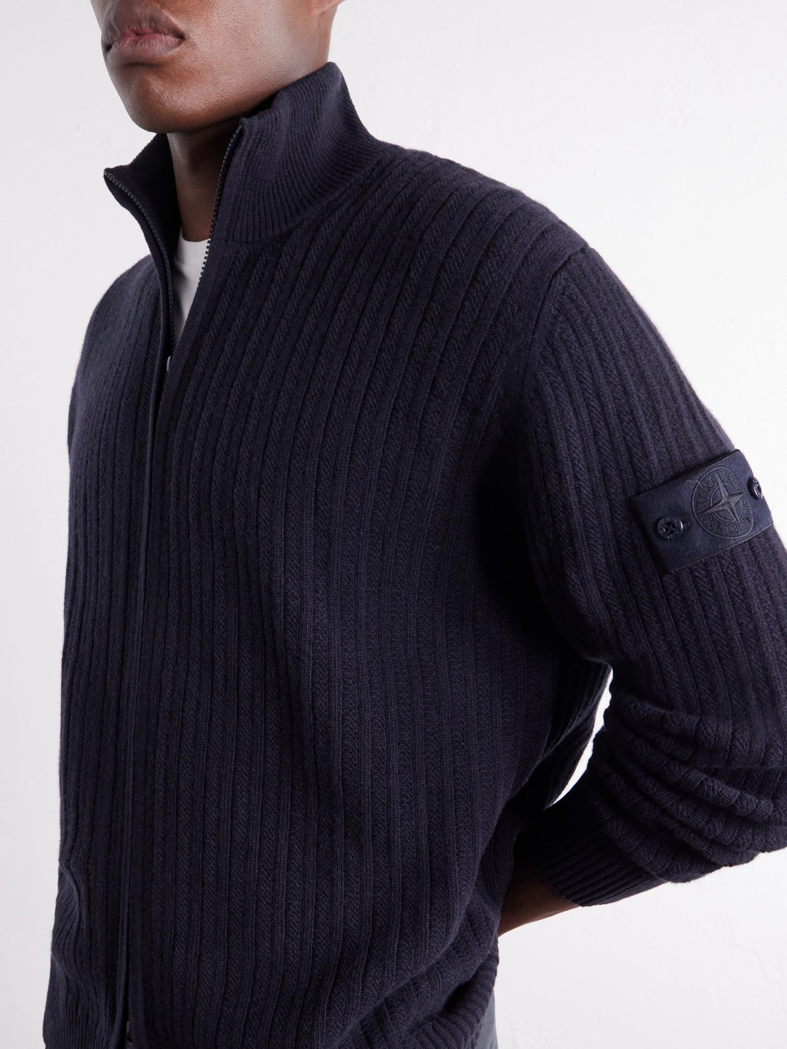 Ghost Ribbed Wool And Cashmere-Blend Zip-Up Cardigan