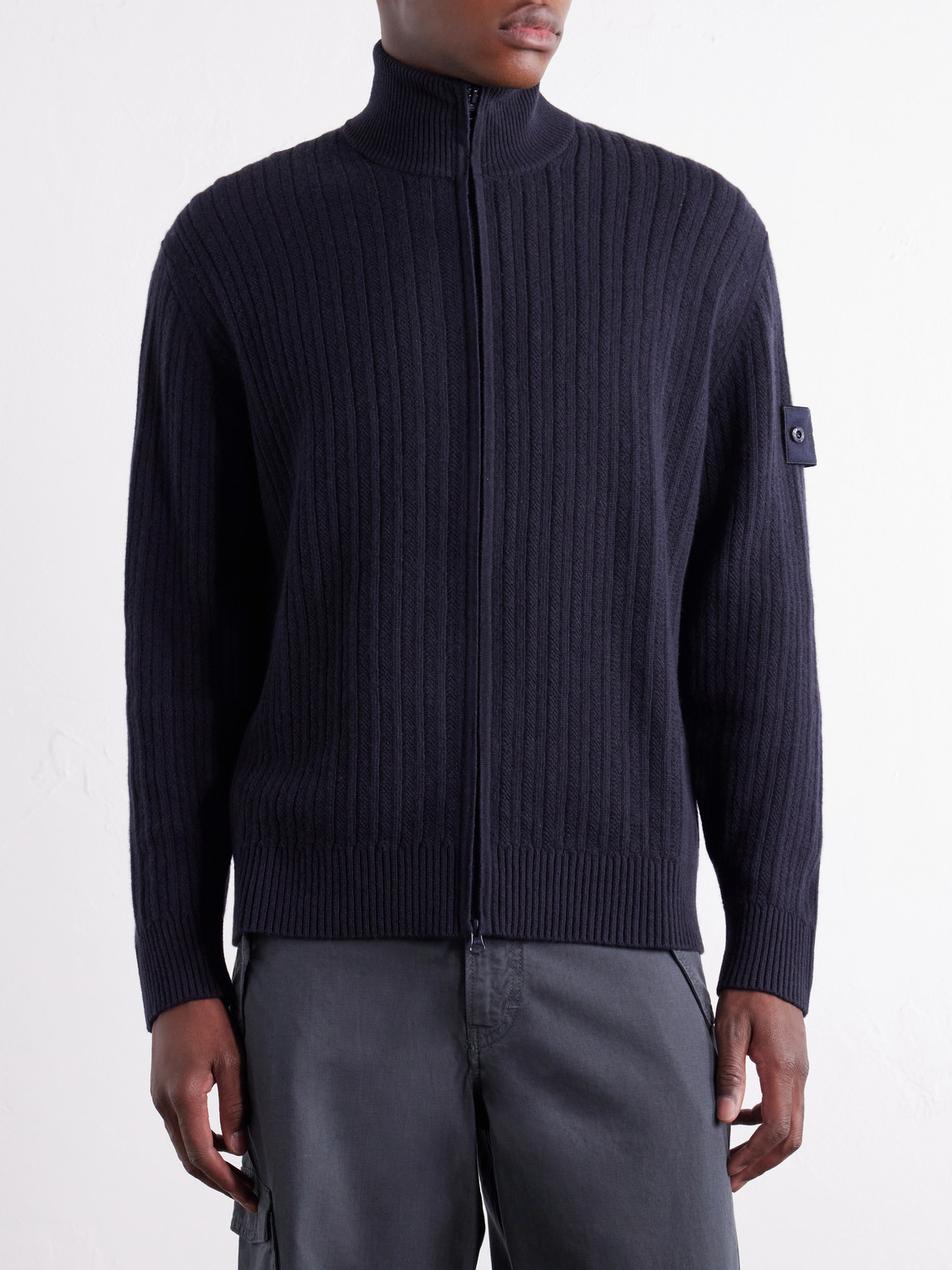 Ghost Ribbed Wool And Cashmere-Blend Zip-Up Cardigan