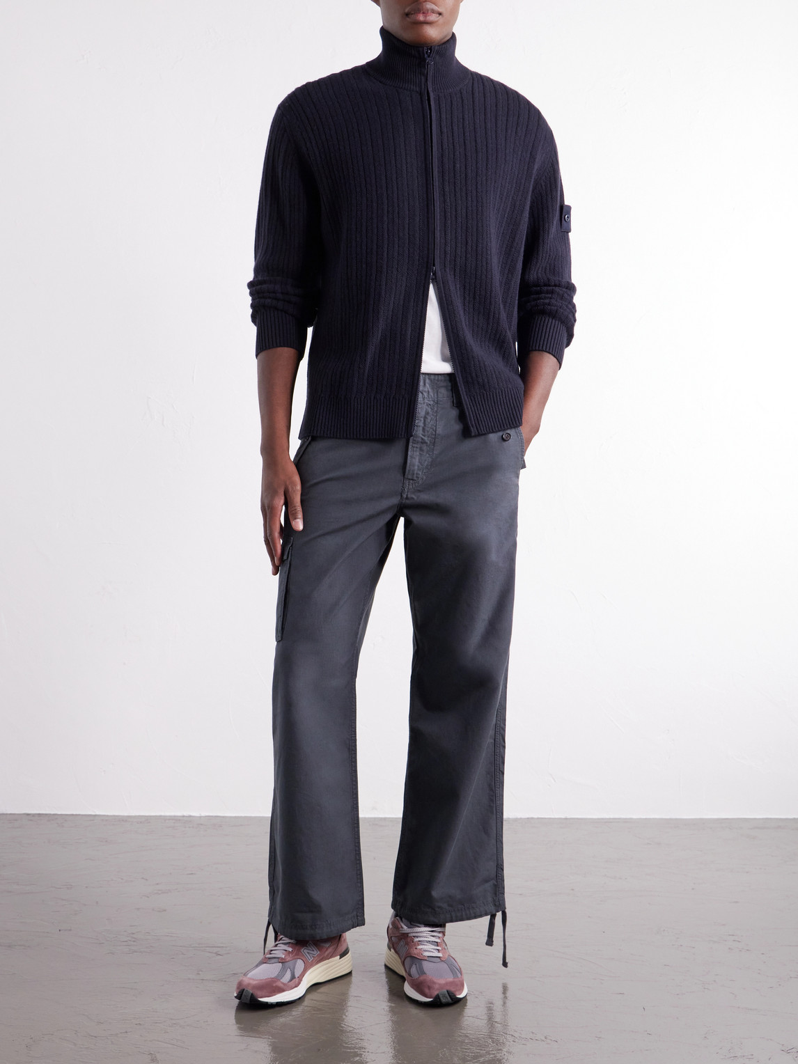 Ghost Ribbed Wool And Cashmere-Blend Zip-Up Cardigan
