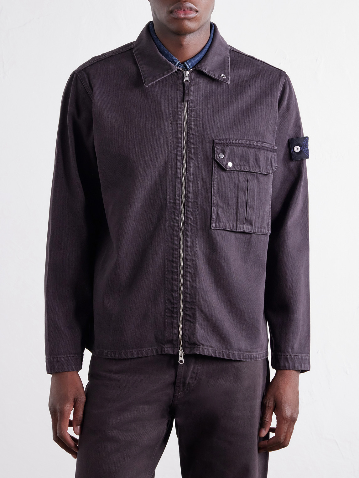 Denim Garment-Dyed Regenerative-Cotton Overshirt