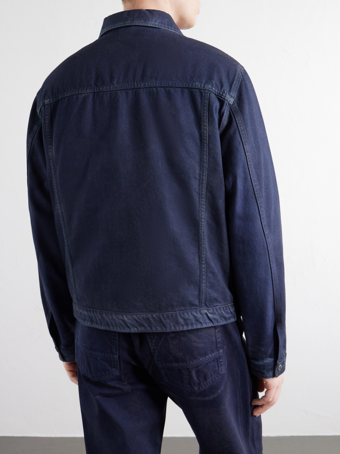 Denim Garment-Dyed Reflective Padded Denim Jacket