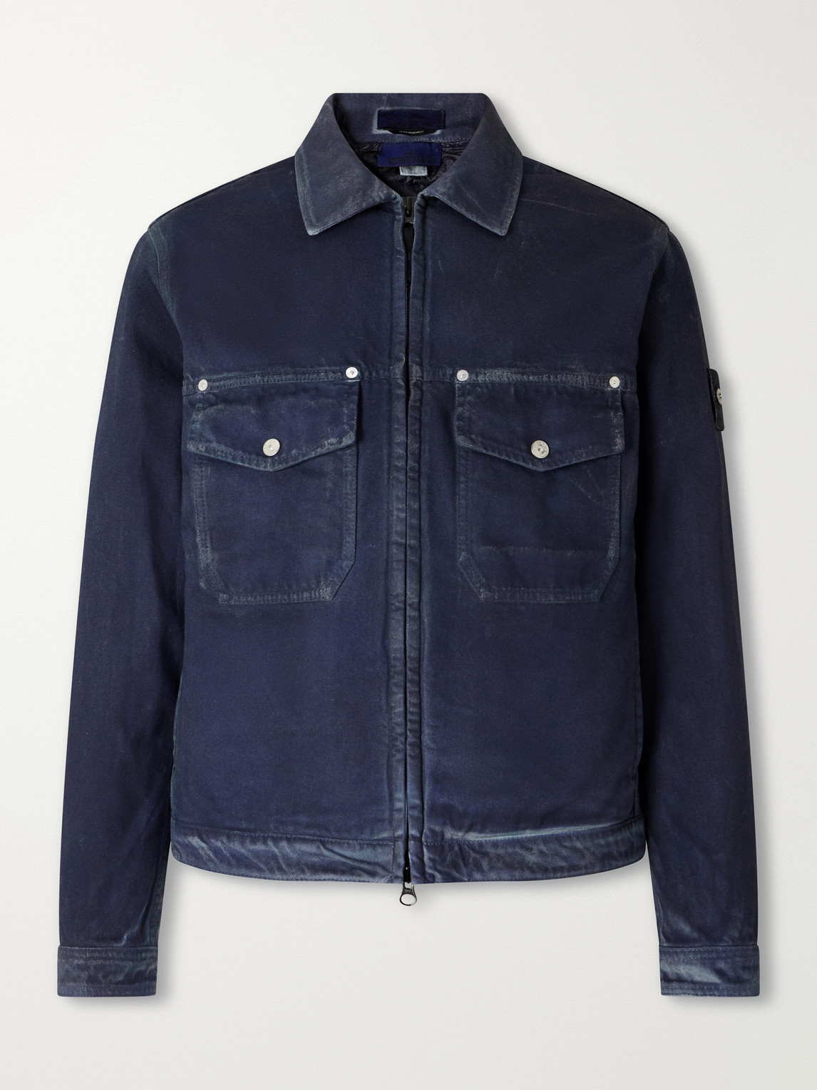 Denim Garment-Dyed Reflective Padded Denim Jacket