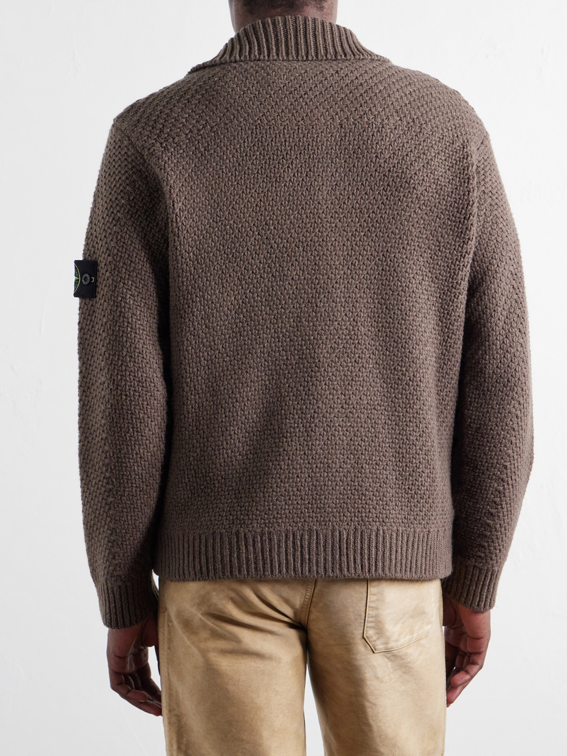 Basket-Stitch Wool-Blend Cardigan