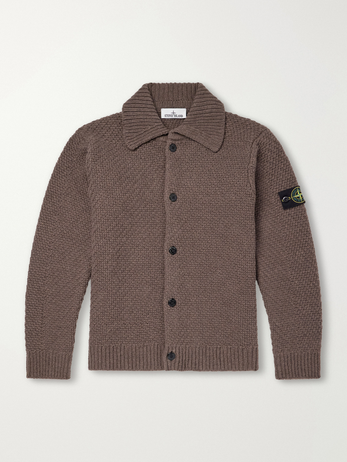 Basket-Stitch Wool-Blend Cardigan