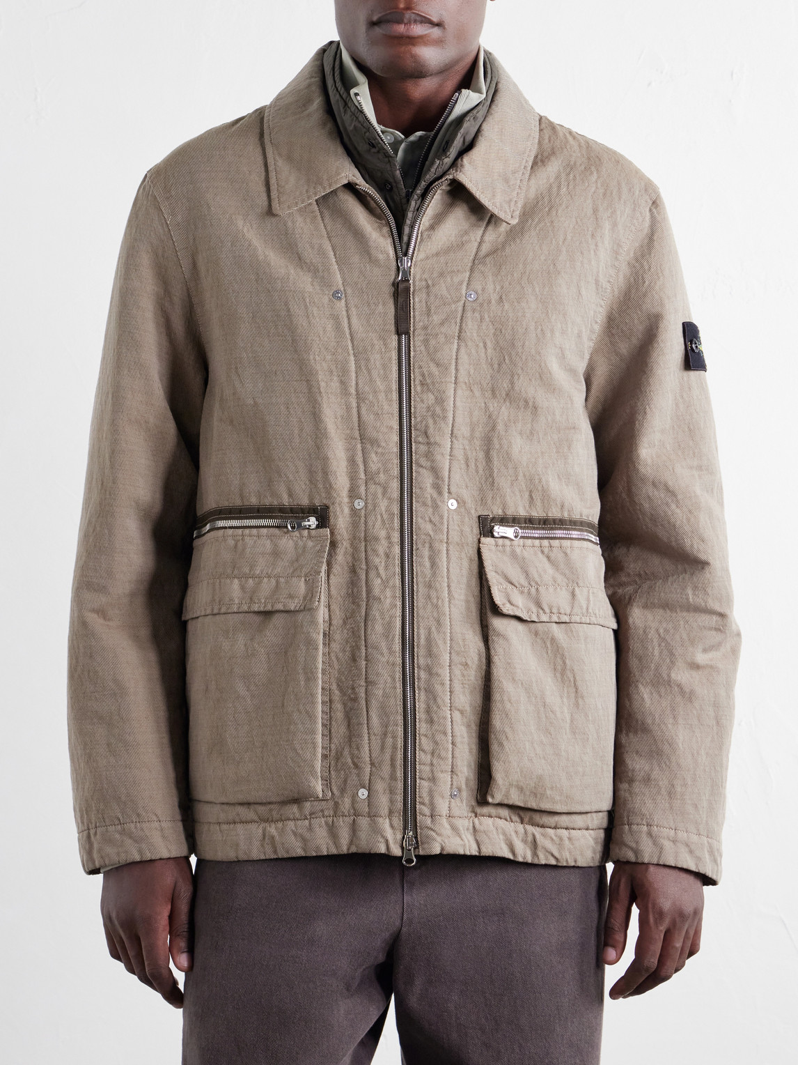 Garment-Dyed Cotton-Tc-Blend Padded Twill Jacket