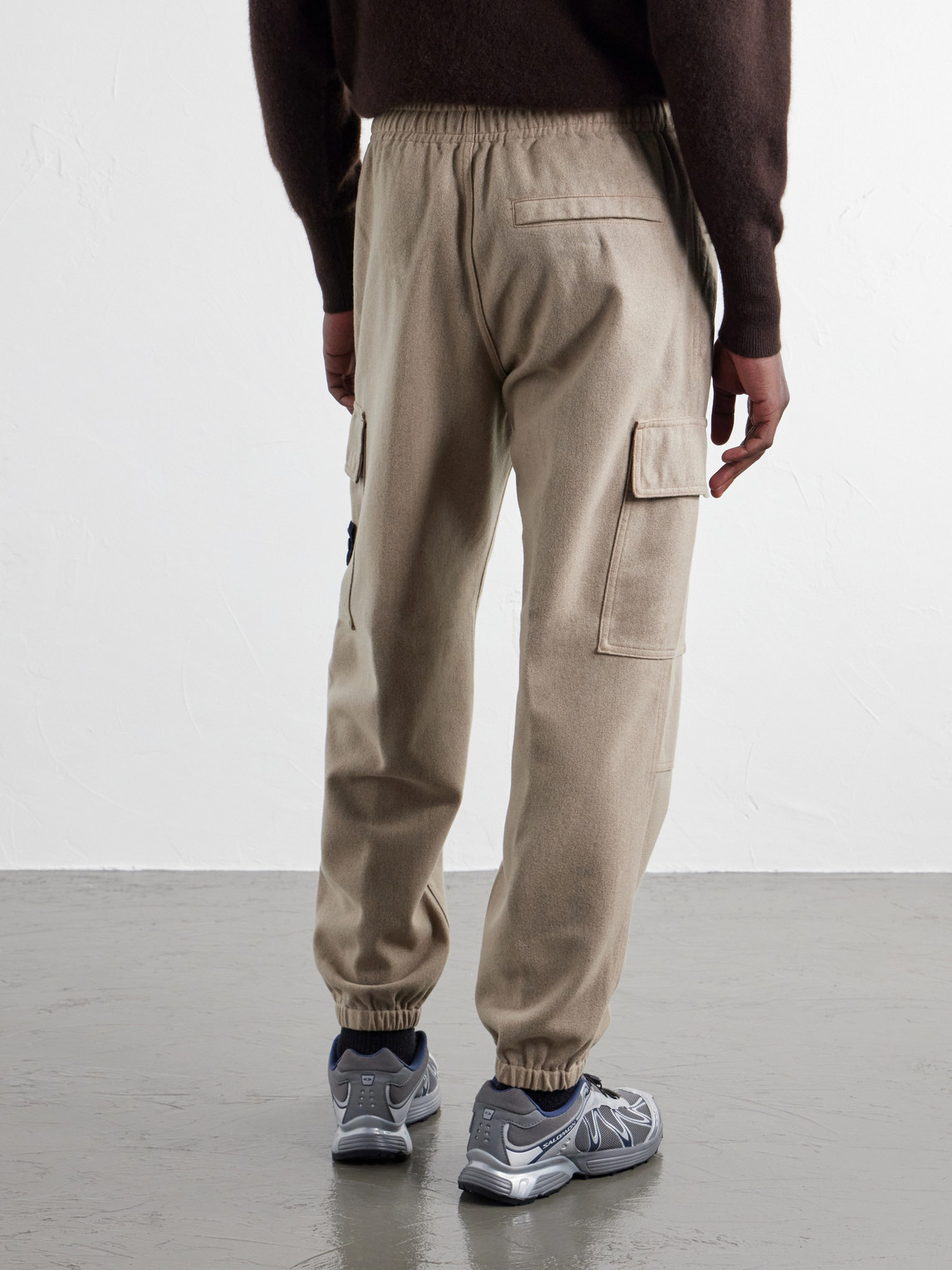 Garment-Dyed Wool-Blend Nylon Flannel-Tc Cargo Sweatpants