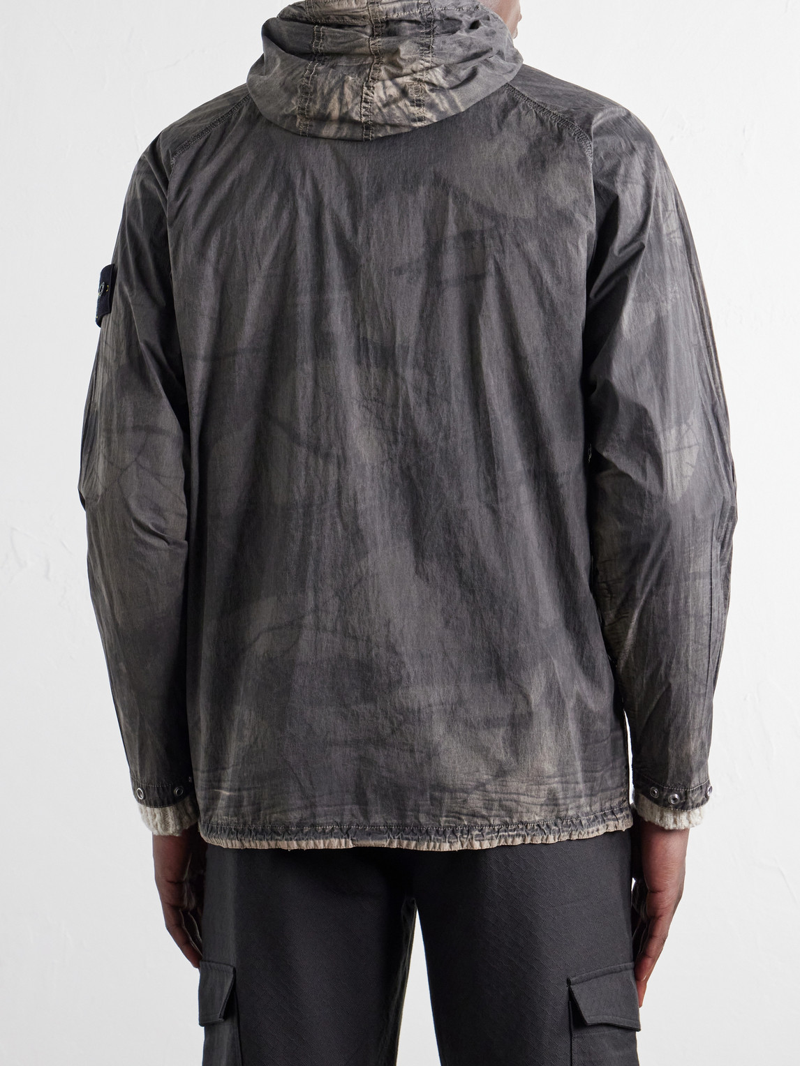 Garment-Dyed Printed Hooded Recycled Crinkle Reps-Tc Overshirt