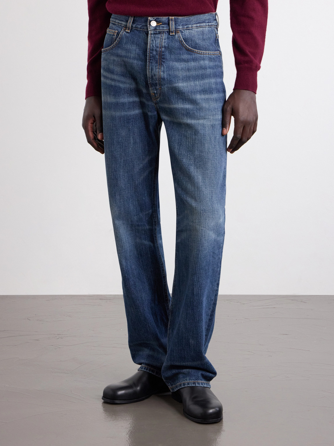 Vega Straight-Leg Mid-Rise Cotton-Blend Jeans