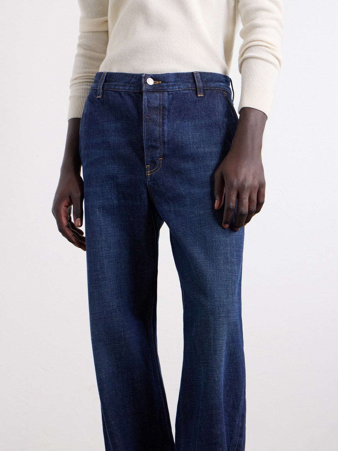 Genua Straight-Leg Mid-Waist Cotton Jeans