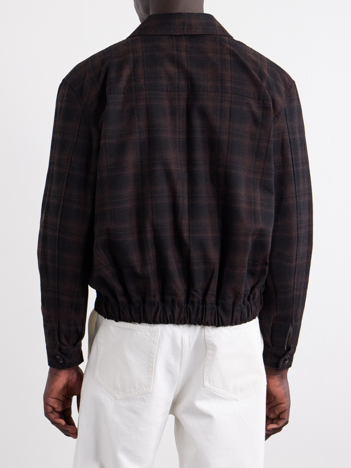 Jean Brown Checked Cotton And Wool-Blend Jacket