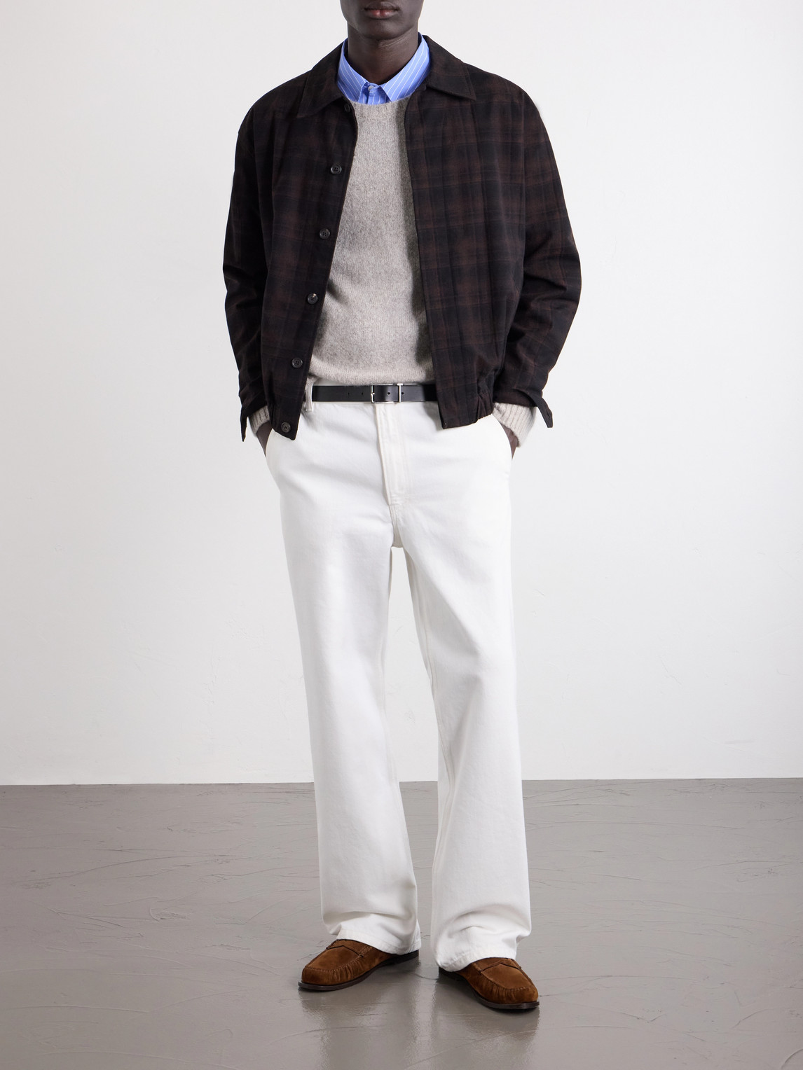 Jean Brown Checked Cotton And Wool-Blend Jacket