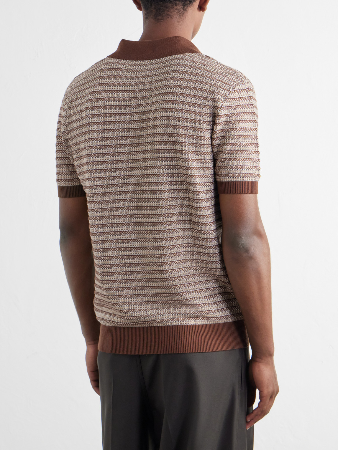 Rino Striped Cotton And Cashmere-Blend Polo Shirt
