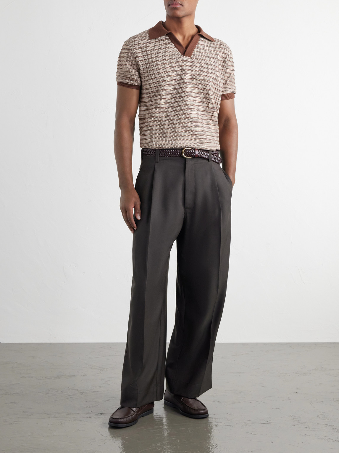 Rino Striped Cotton And Cashmere-Blend Polo Shirt