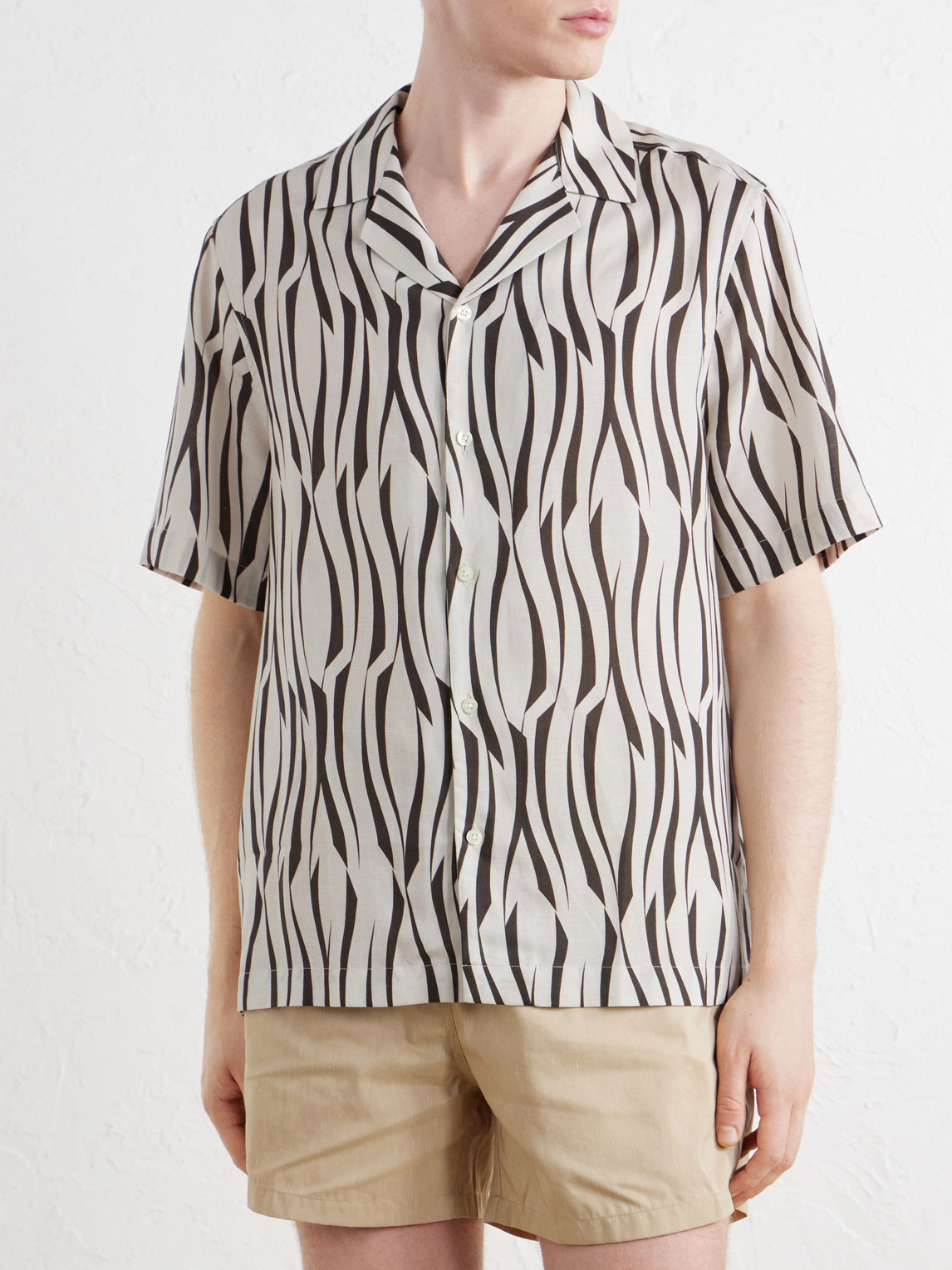 Frescobol Carioca Roberto Camp-Collar Printed Lyocell and Linen-Blend Shirt - Men | Thumbnail 3 Frescobol Carioca Roberto Camp-Collar Printed Lyocell and Linen-Blend Shirt - Men | Thumbnail 3