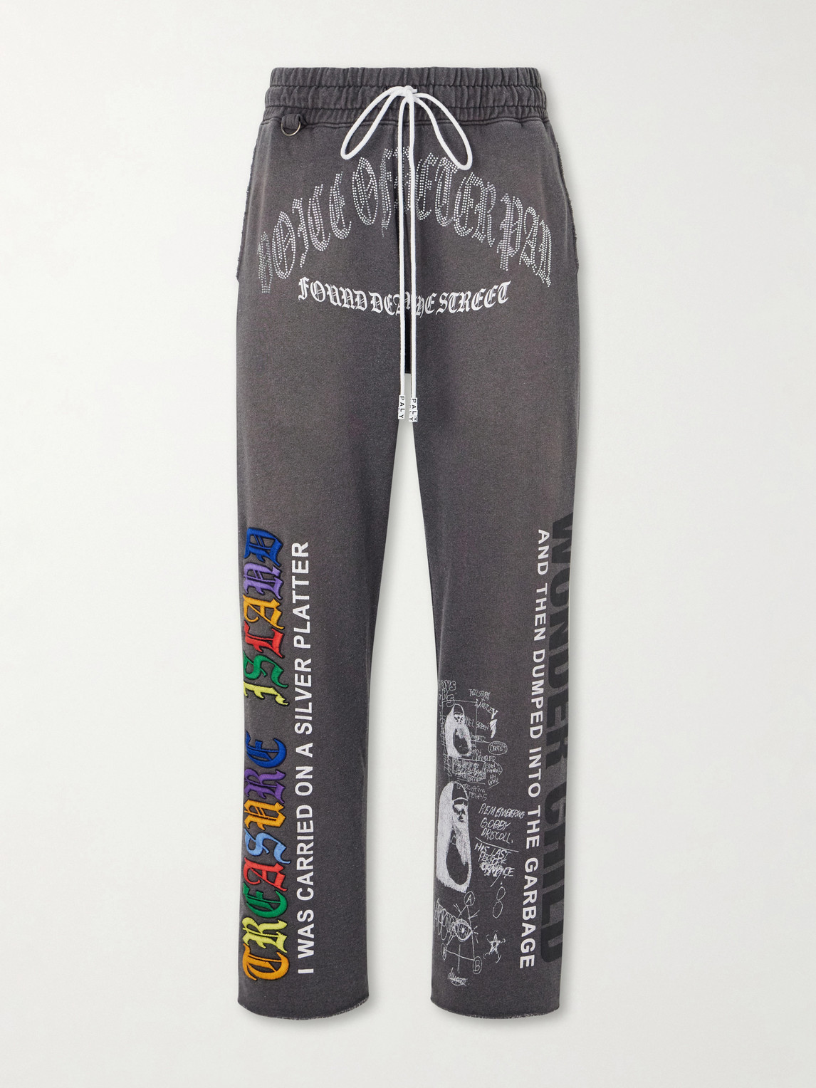 Paly Hollywood Bobby Driscoll Embellished Printed Cotton-fleece Sweatpants In Multi