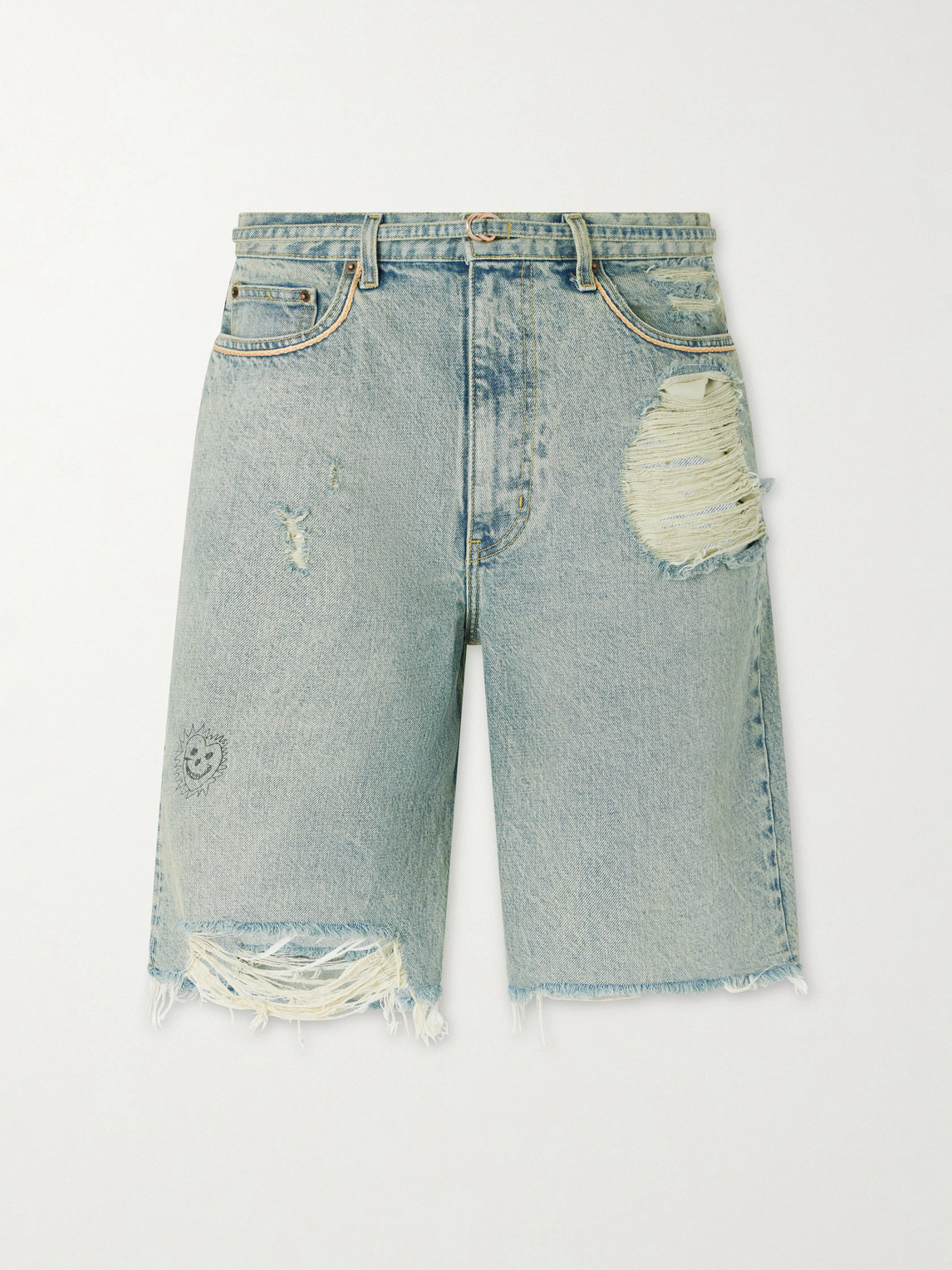 Paly Hollywood Good Good Times Distressed Denim Shorts In Blue