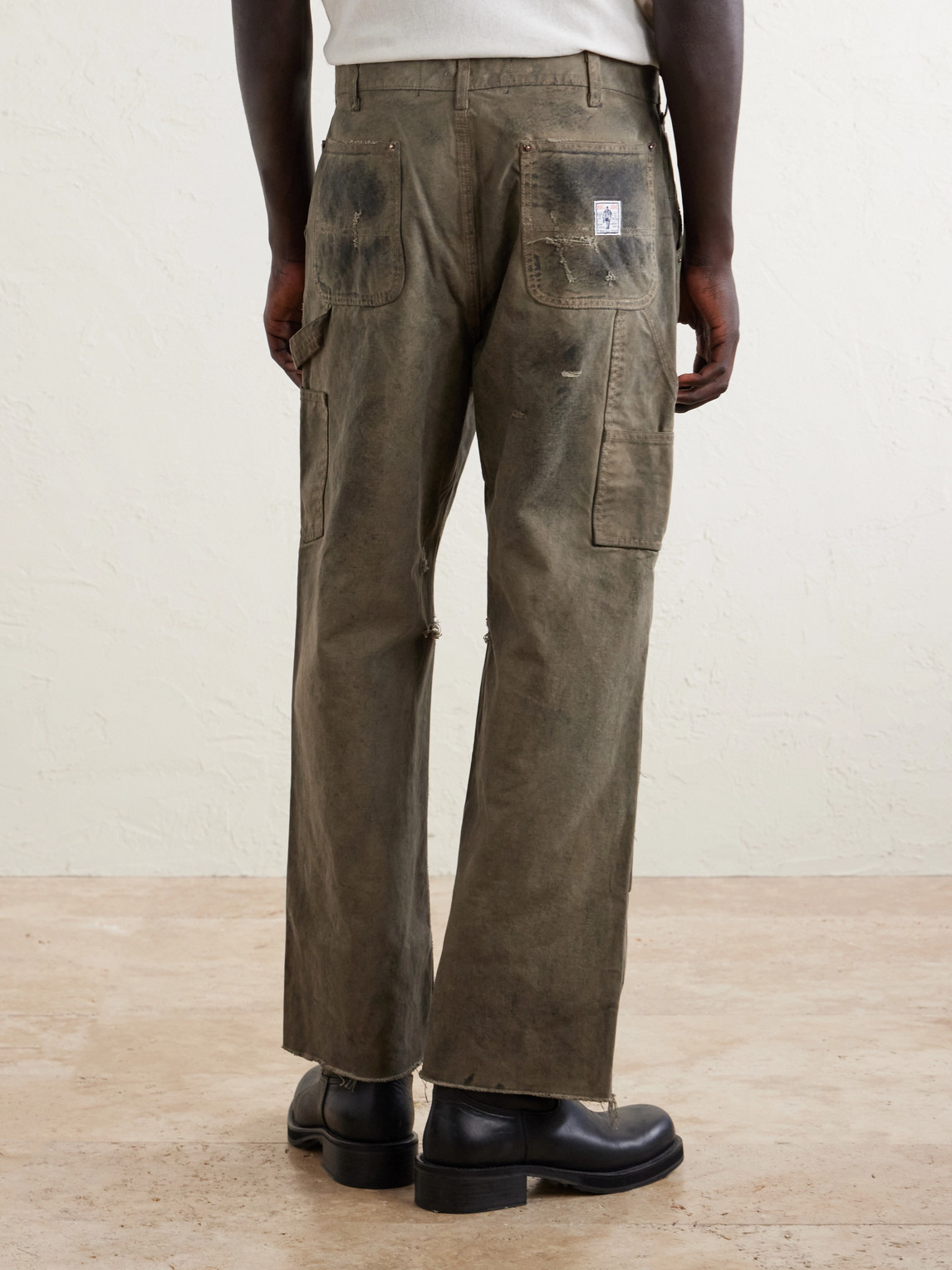  Paly Hollywood - Been Thru It Straight-leg Distressed Waxed Cotton-canvas Trousers - Men - Green - Uk/us 32 