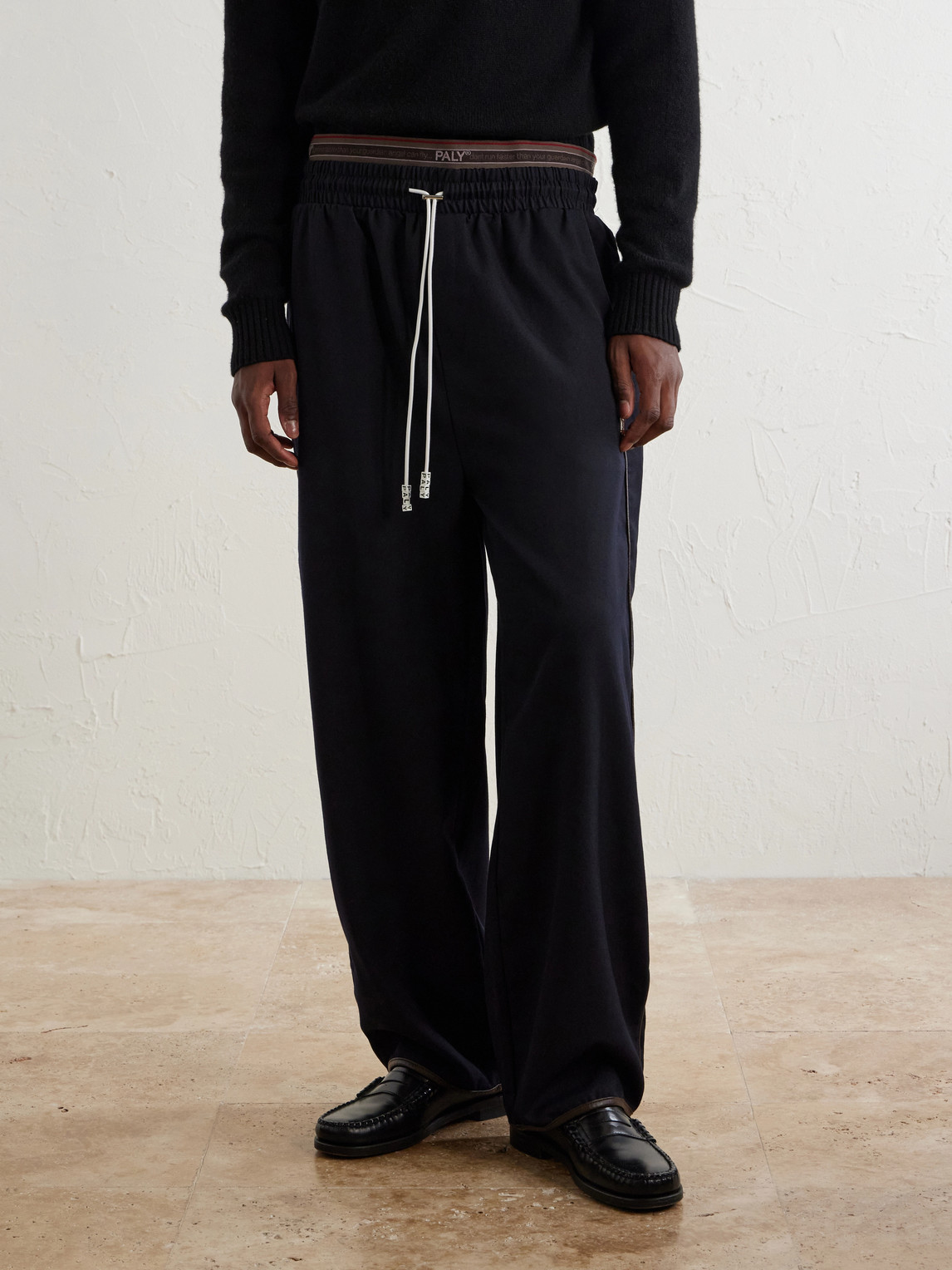 Wide-Leg Wool-Blend Sweatpants