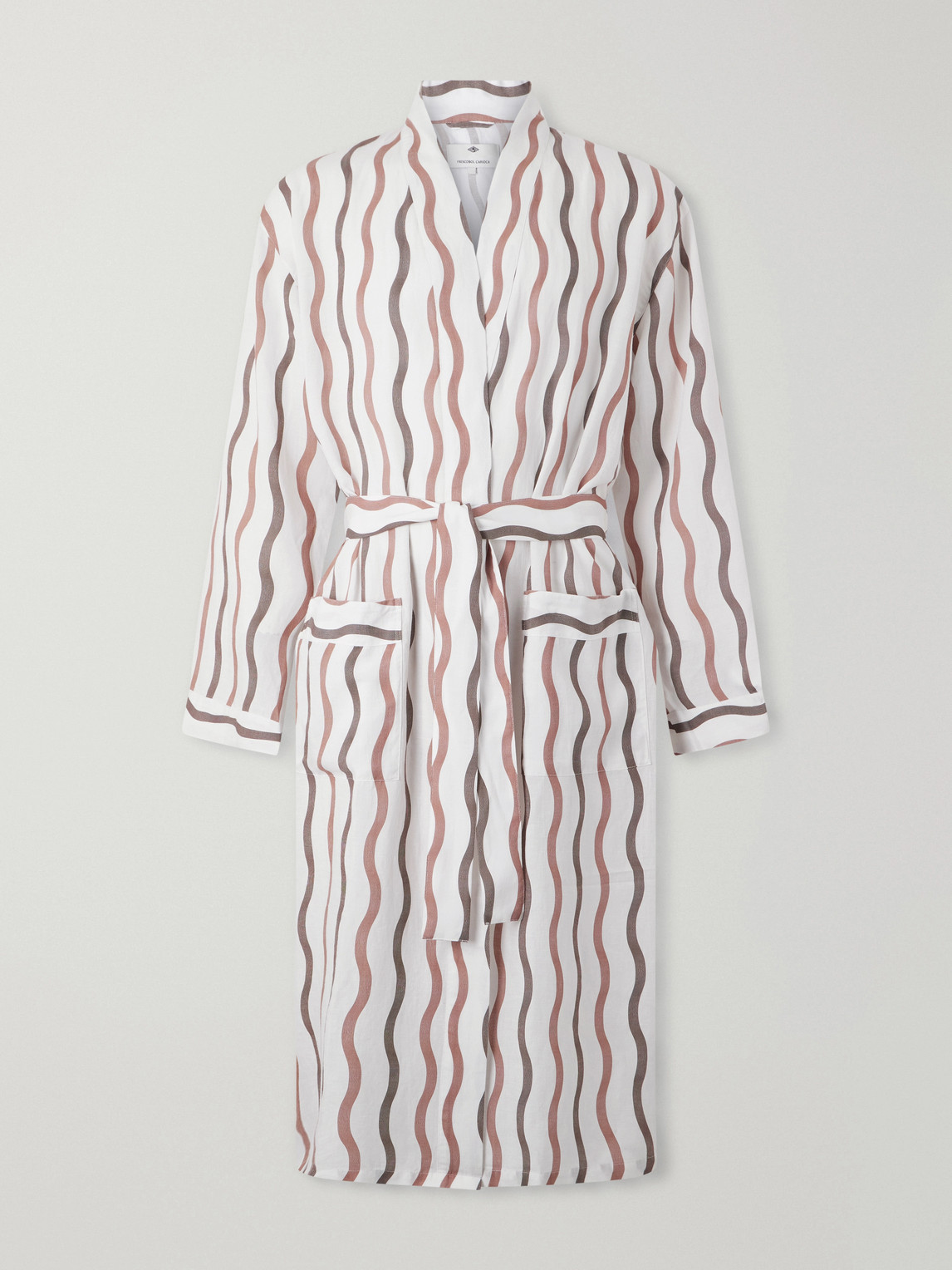 Frescobol Carioca La Marzocco Striped Belted Tencel® And Linen-blend Pyjamas In Multi