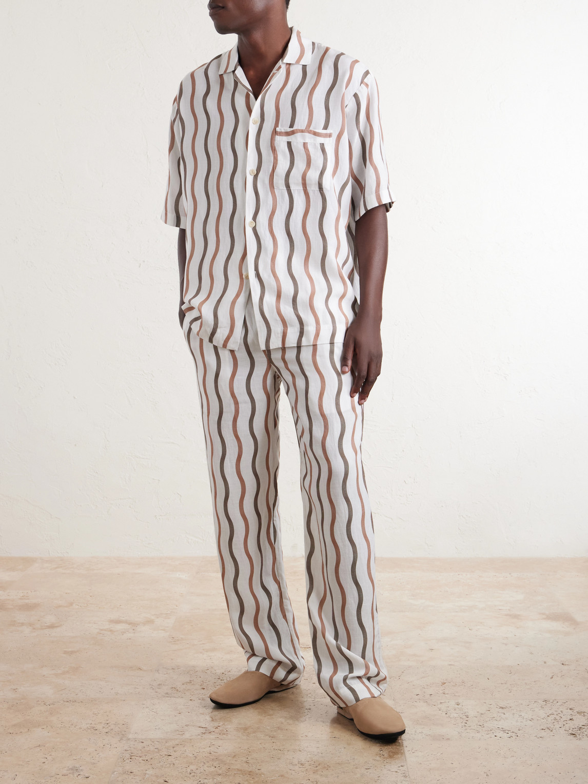 La Marzocco Striped Tencel® And Linen-Blend Pyjama Shirt