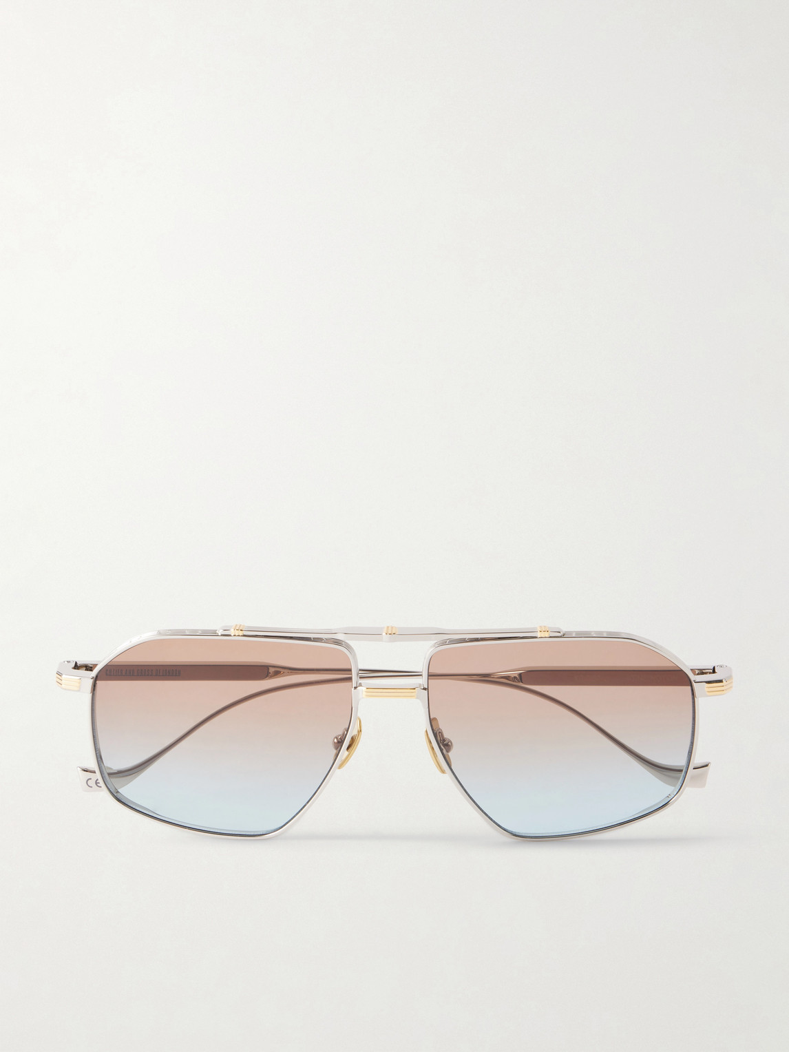 Cutler And Gross 1424 Aviator-style Gold-tone And Silver-tone Sunglasses In Gray