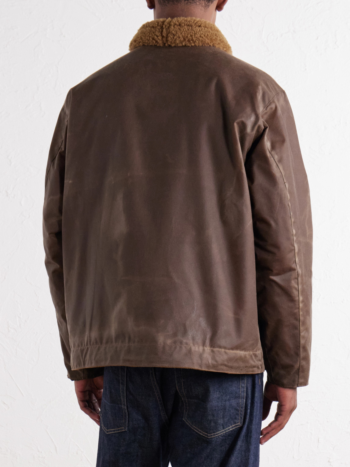 Macklow Plush-Trimmed Waxed-Cotton Jacket