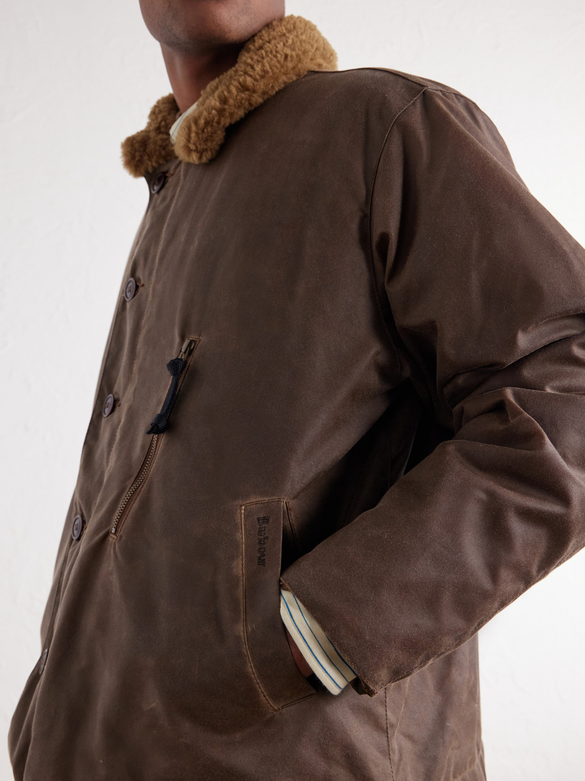 Macklow Plush-Trimmed Waxed-Cotton Jacket