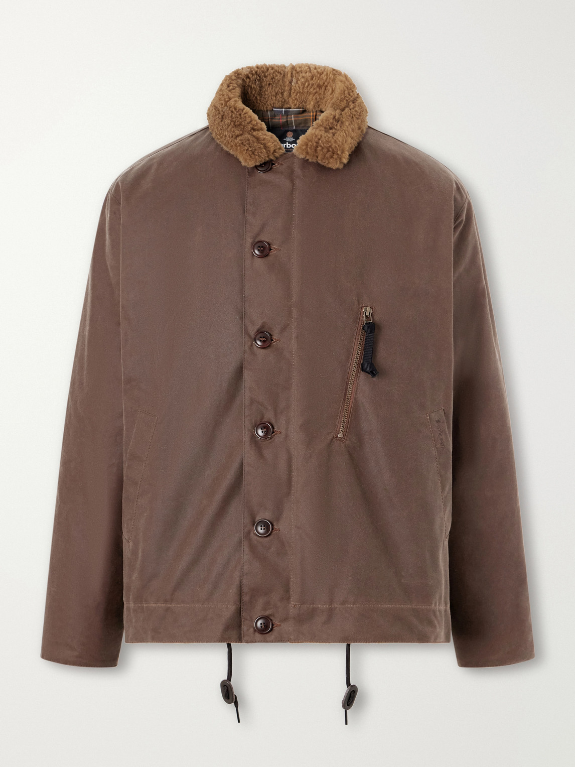 Macklow Plush-Trimmed Waxed-Cotton Jacket