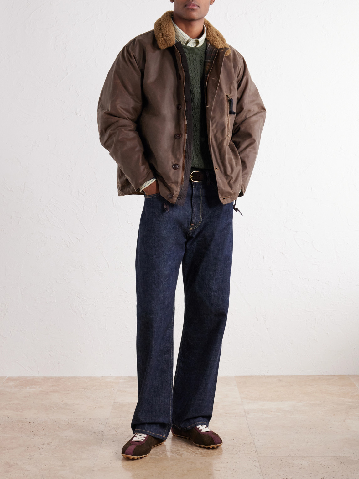 Macklow Plush-Trimmed Waxed-Cotton Jacket