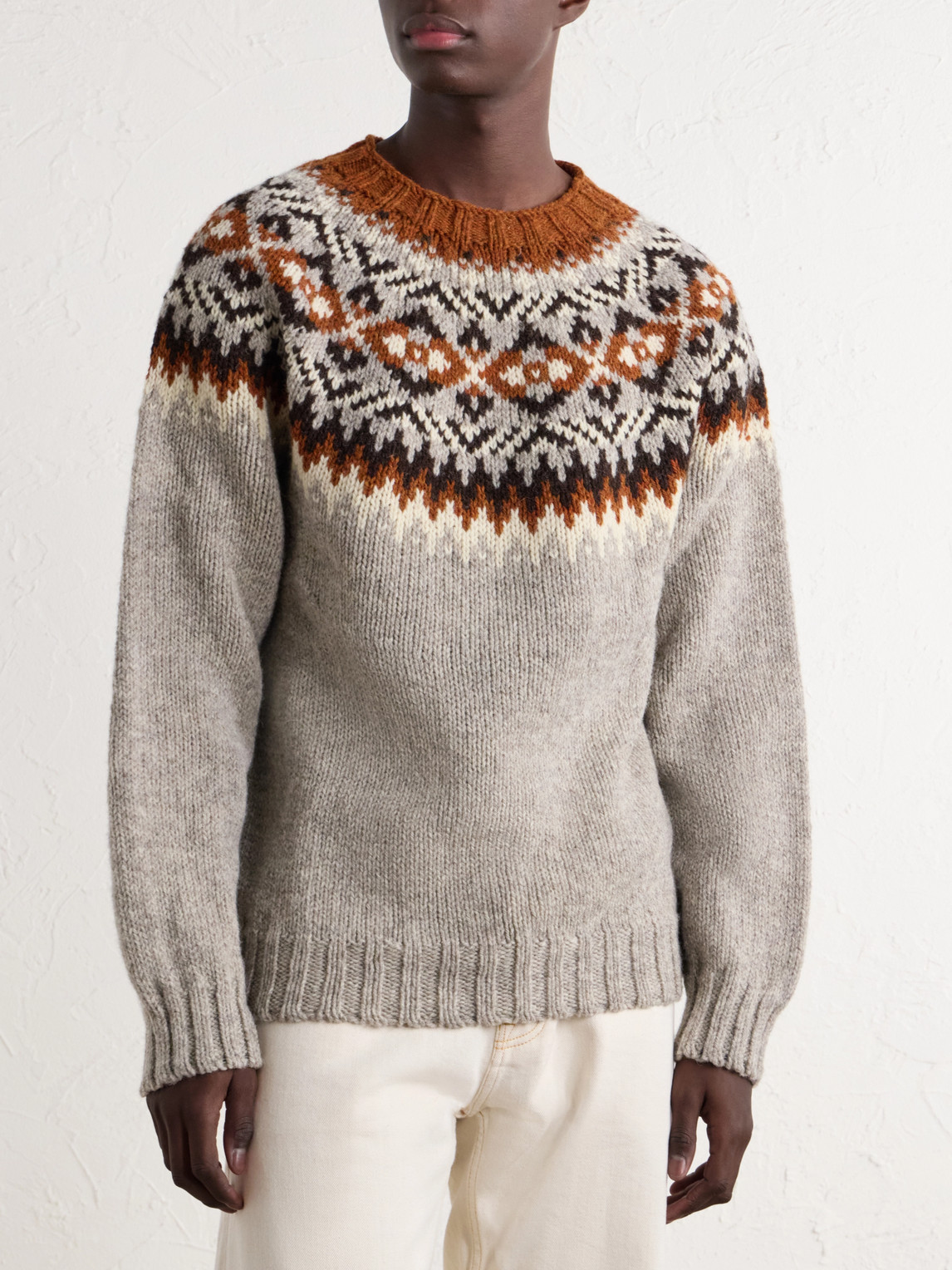 Fair Isle Intarsia-Knit Sweater