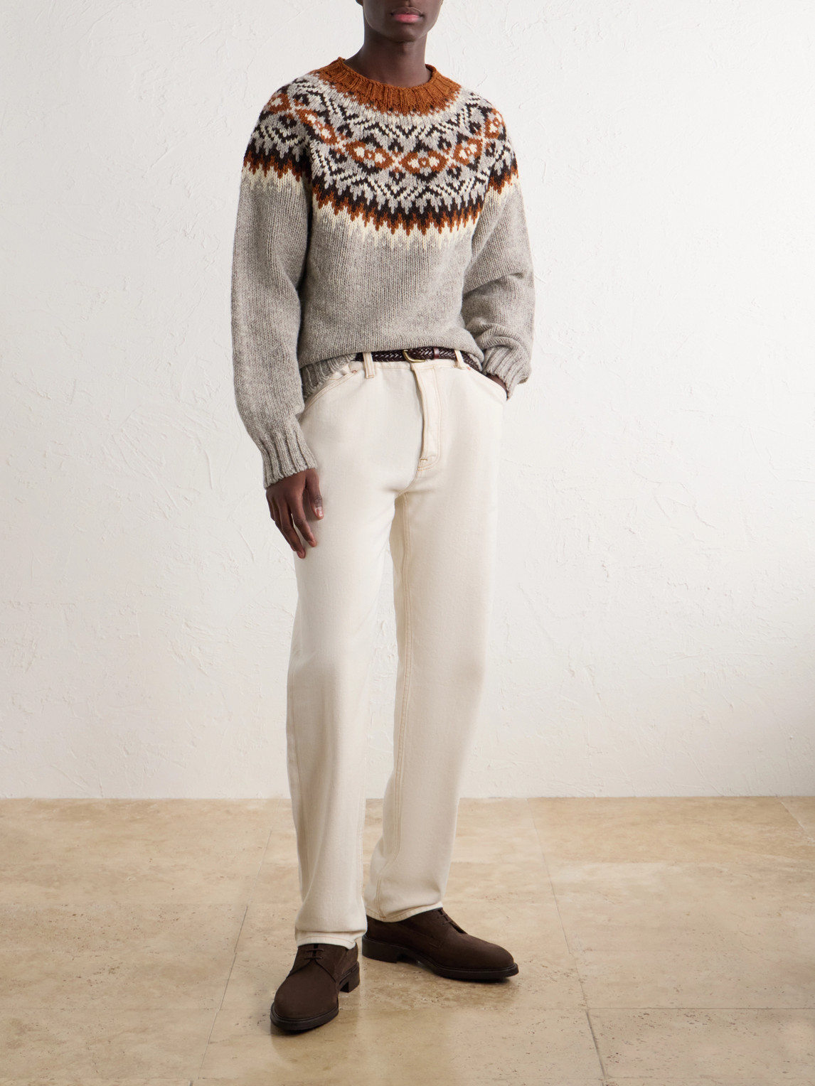 Fair Isle Intarsia-Knit Sweater