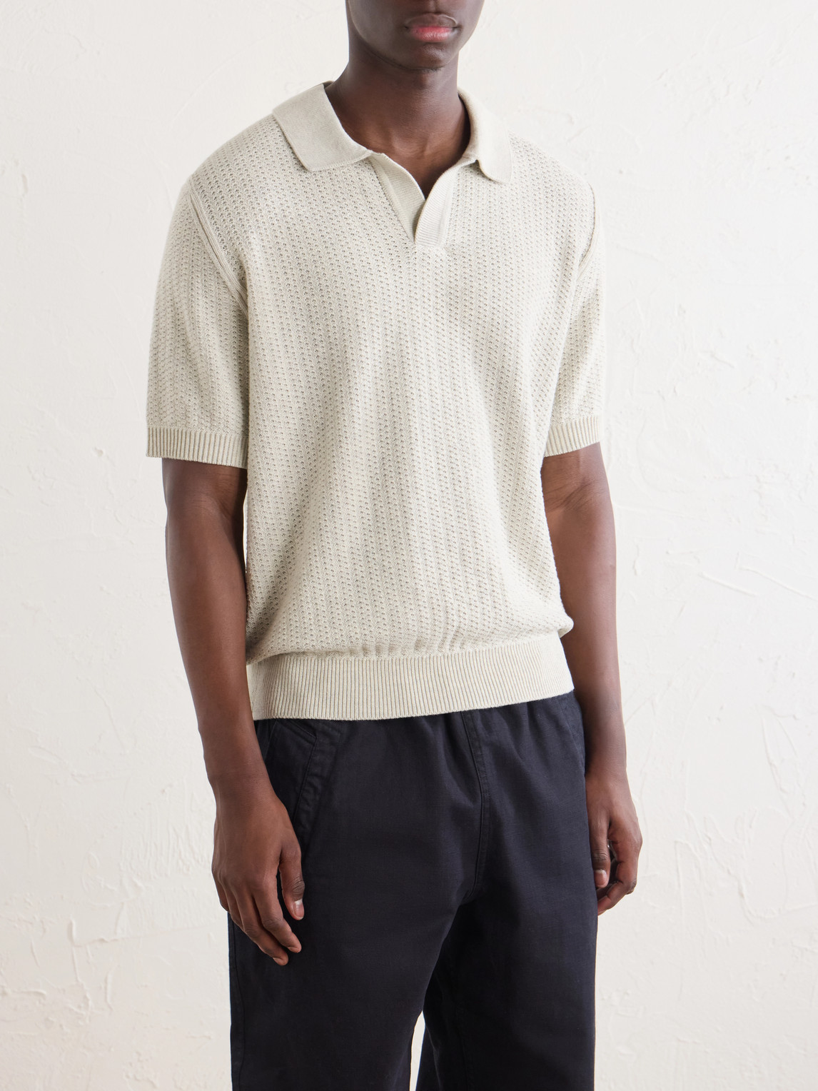 Vintage Cotton-Mesh Polo Shirt