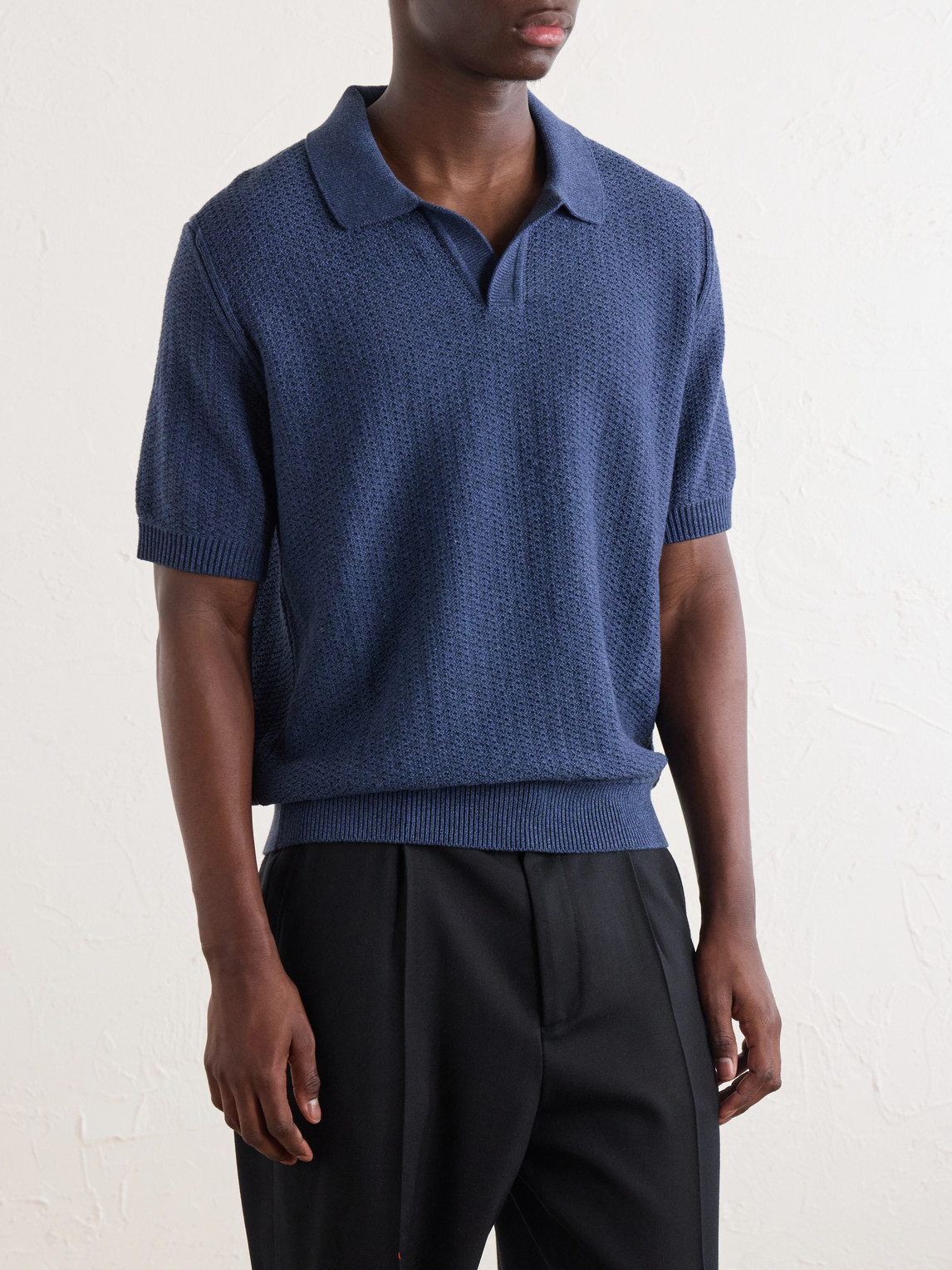 Vintage Cotton-Mesh Polo Shirt