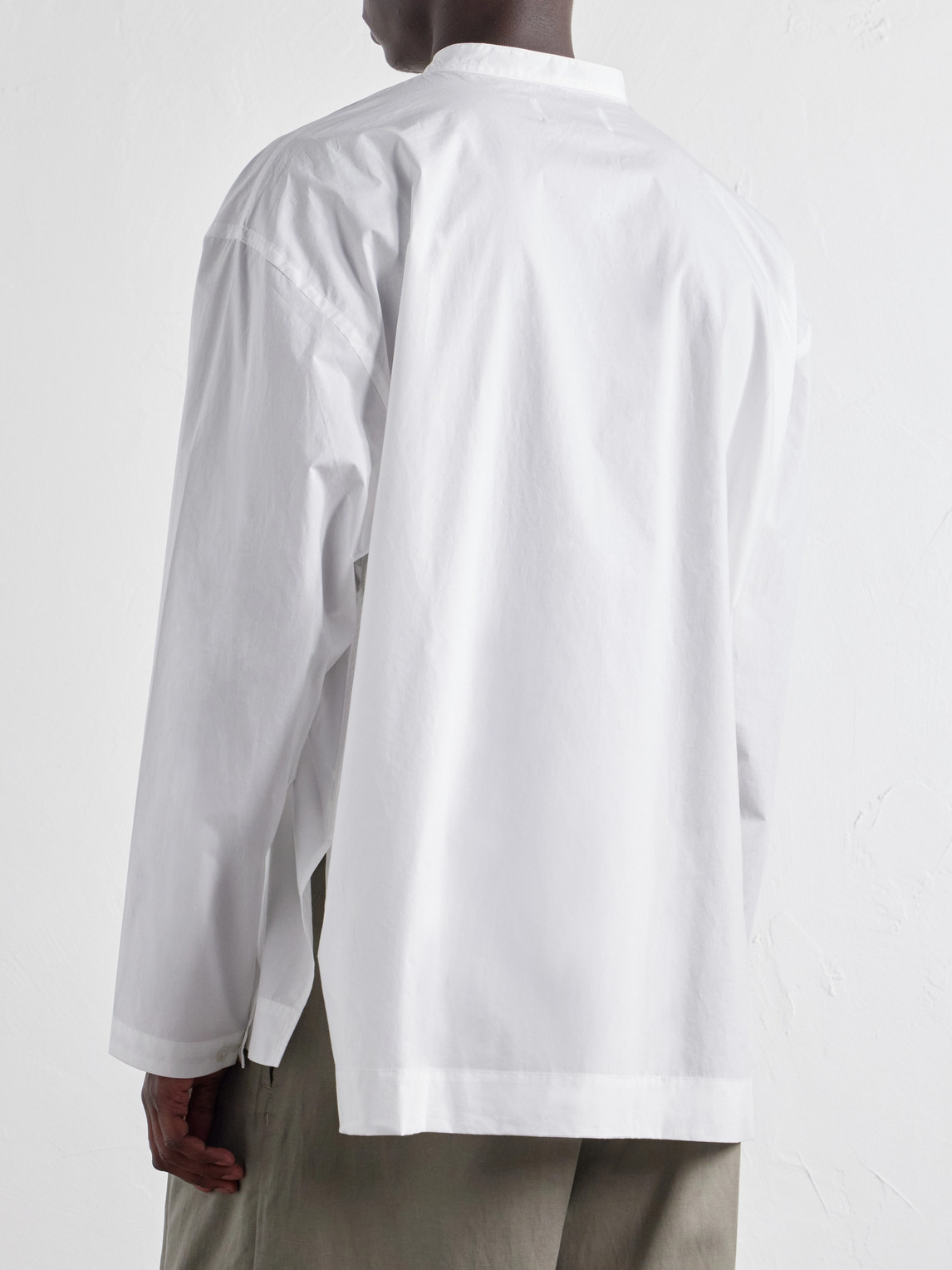 Grandad-Collar Cotton-Poplin Shirt