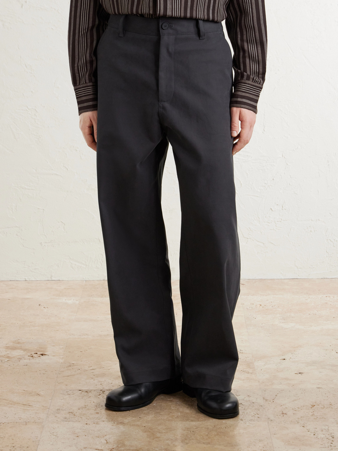Barrel-Leg Cotton-Twill Trousers