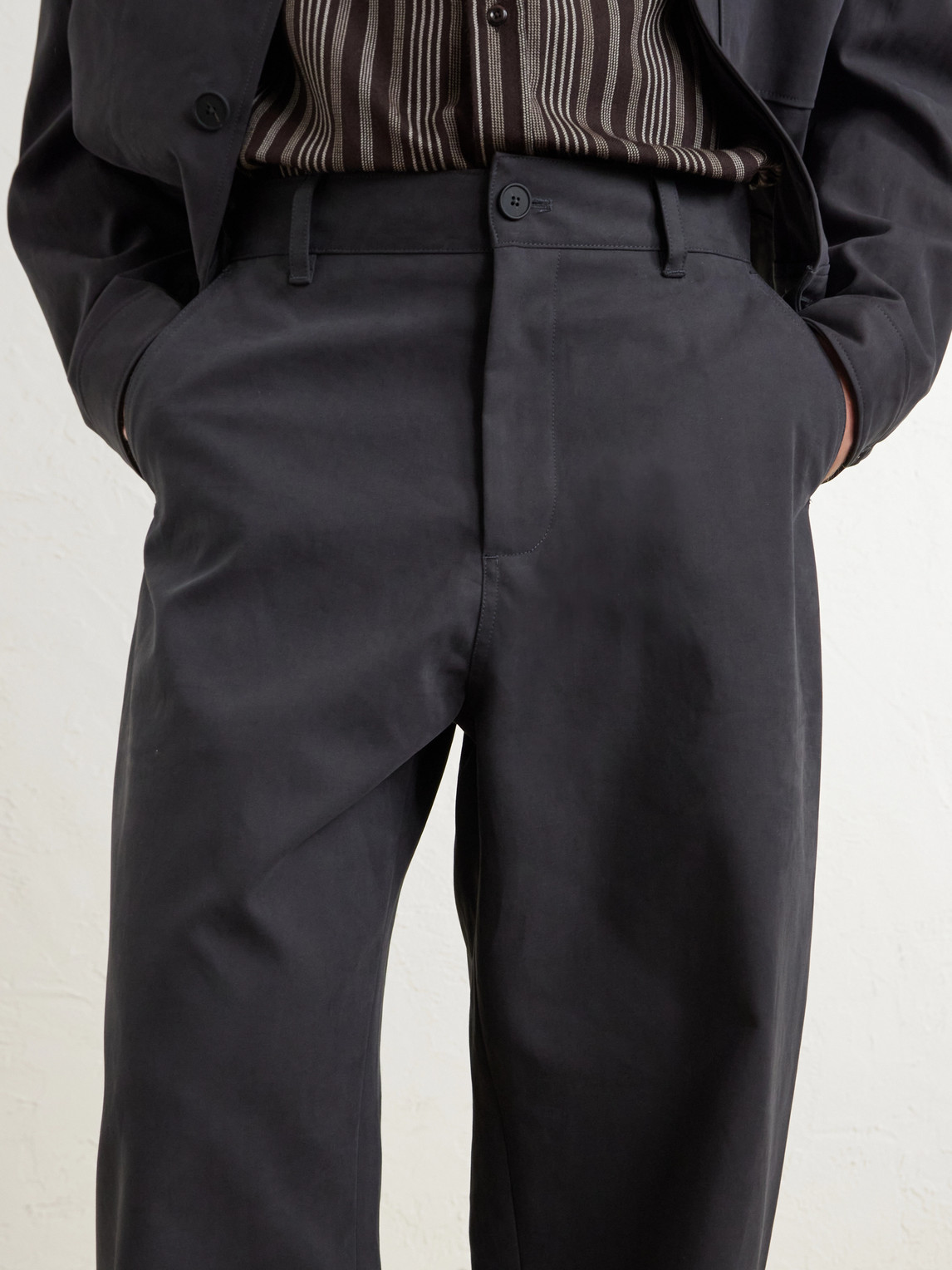 Barrel-Leg Cotton-Twill Trousers