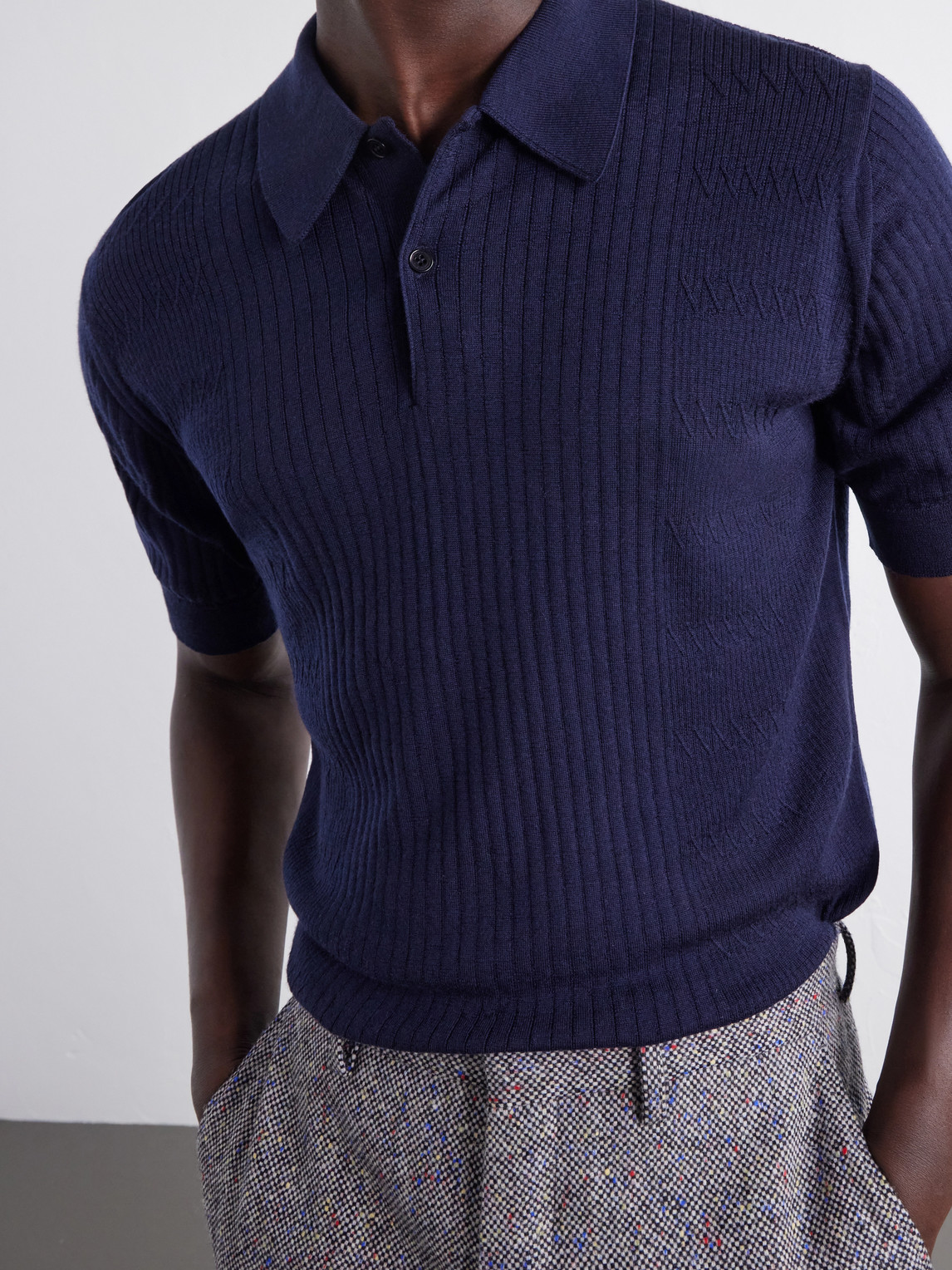 Croall Ribbed Merino Polo Shirt