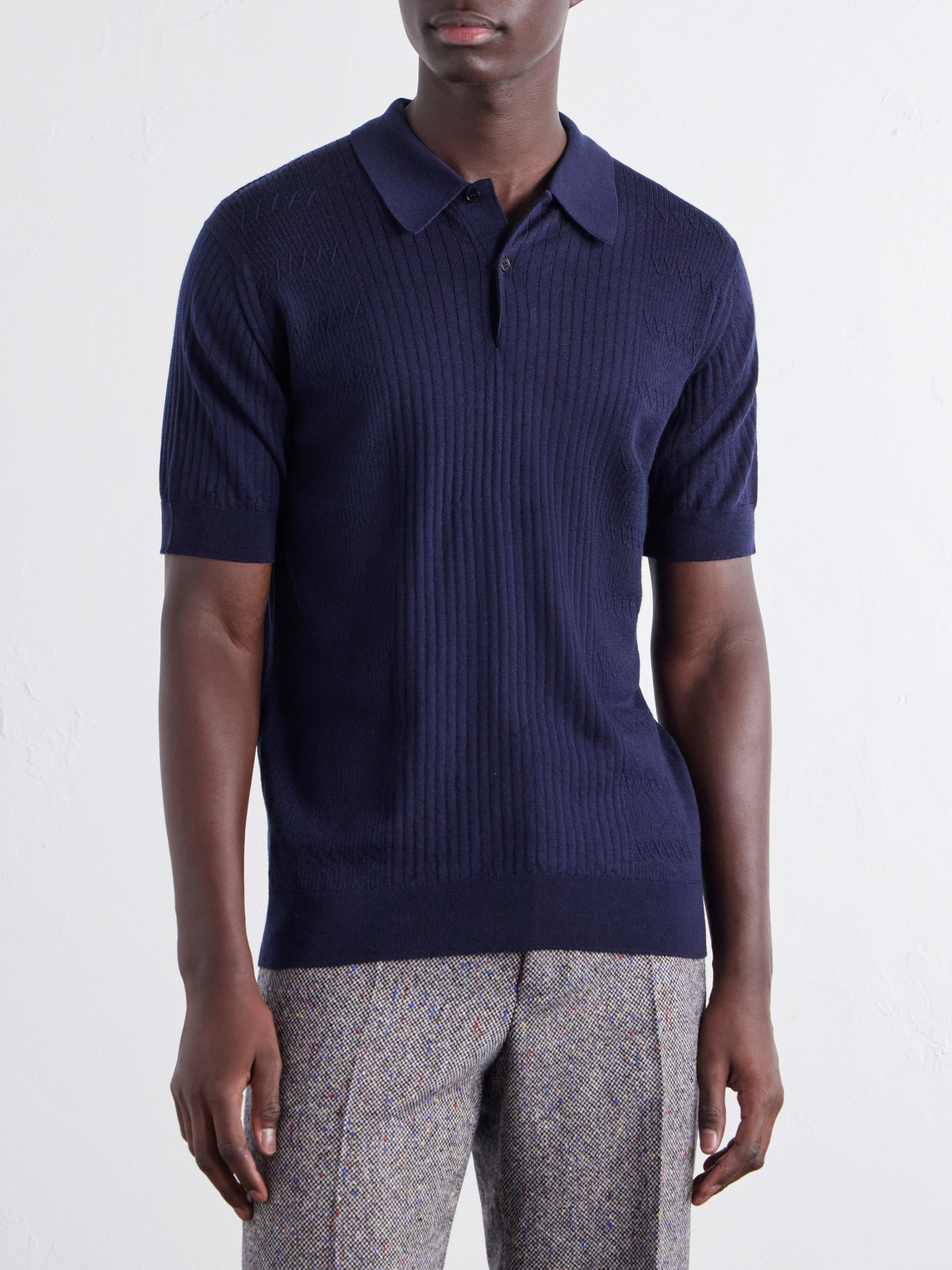 Croall Ribbed Merino Polo Shirt