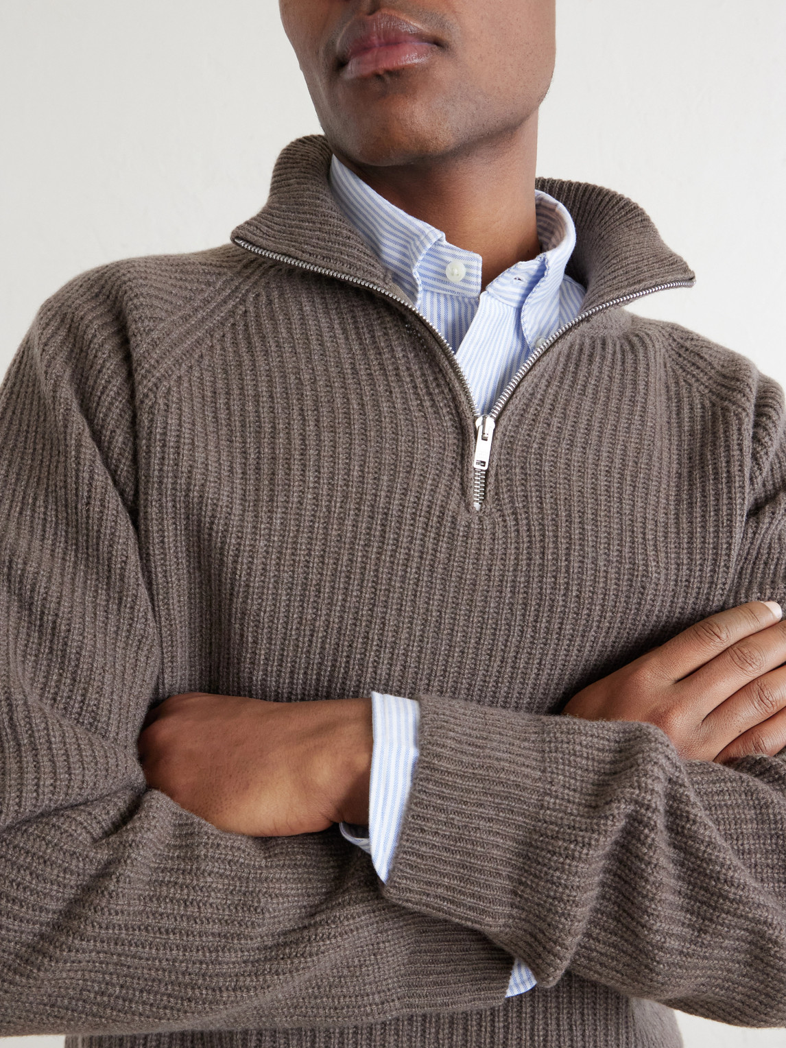 Ryker Ribbed Recycled-Cashmere And Wool-Blend Half-Zip Sweater