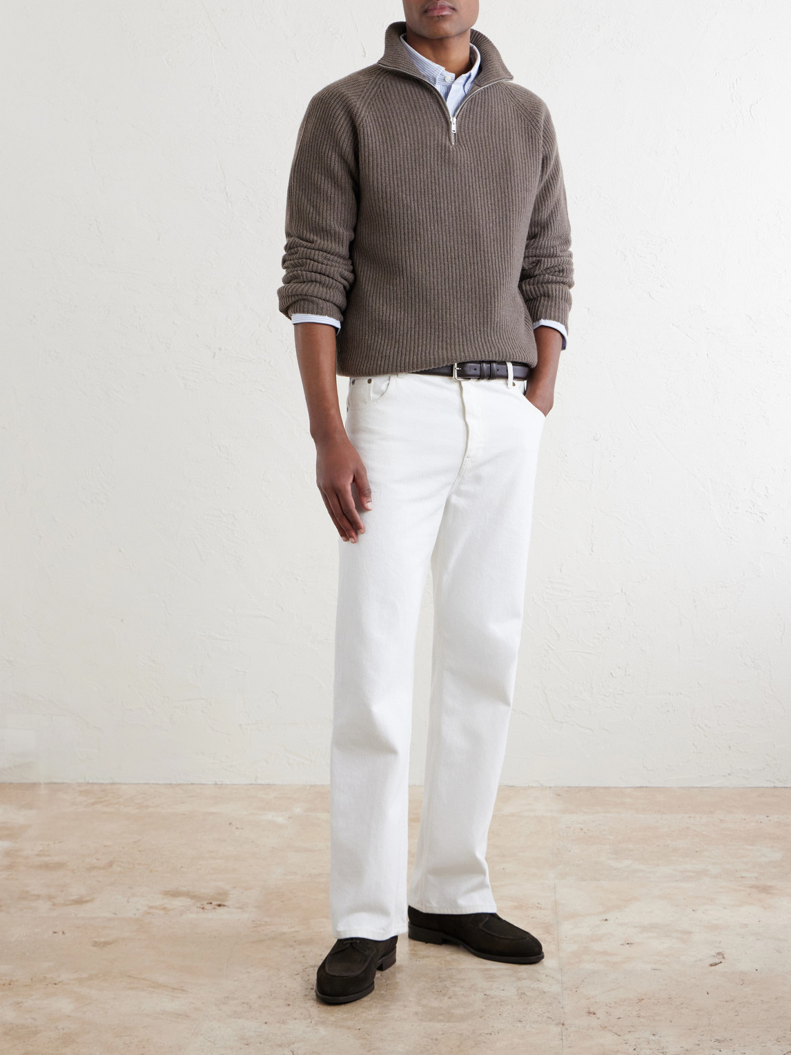 Ryker Ribbed Recycled-Cashmere And Wool-Blend Half-Zip Sweater