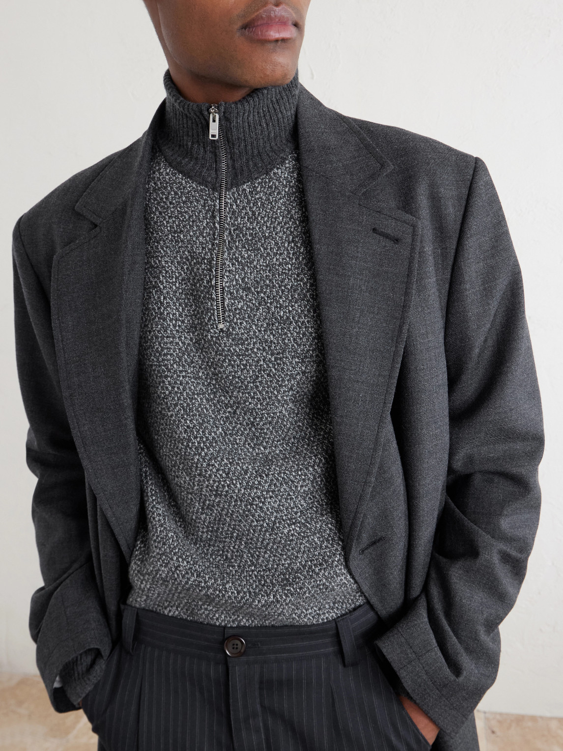 Recycled-Cashmere And Wool-Blend Half-Zip Sweater