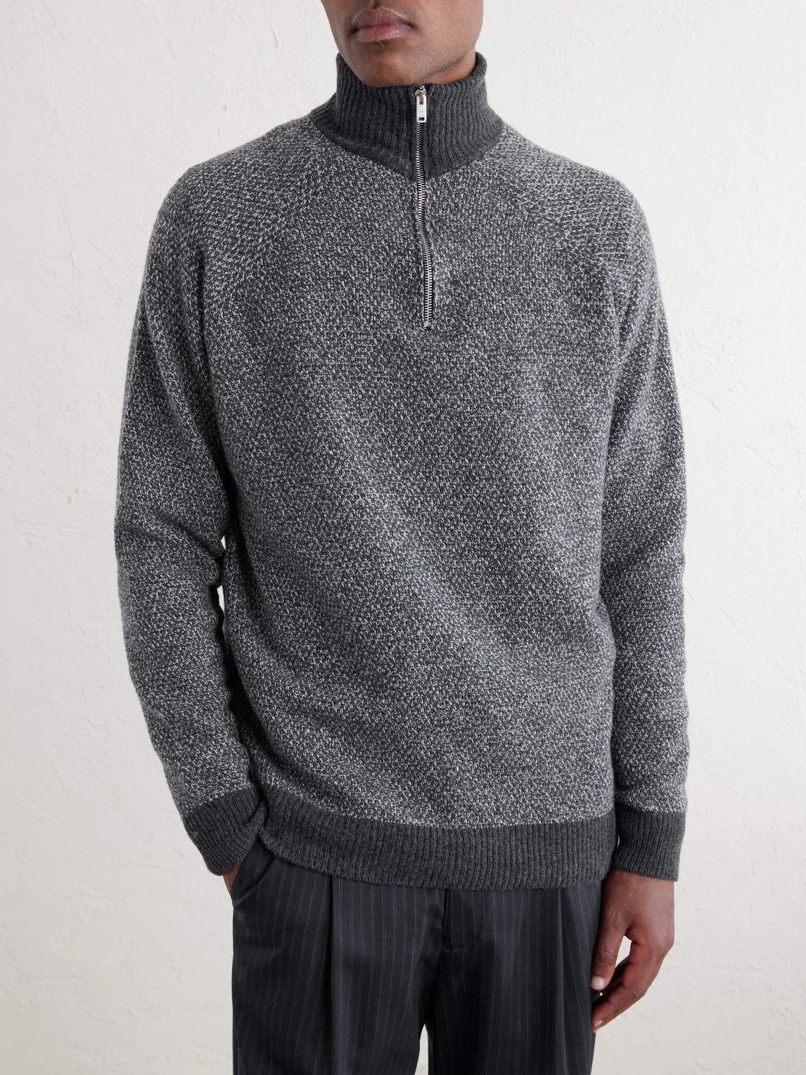 Recycled-Cashmere And Wool-Blend Half-Zip Sweater