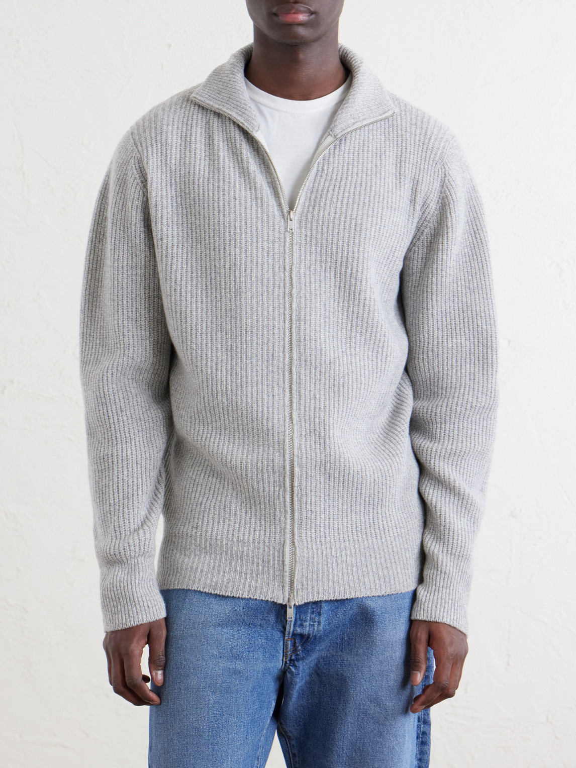 Mallam Ribbed Recycled-Cashmere And Wool-Blend Zip-Up Cardigan