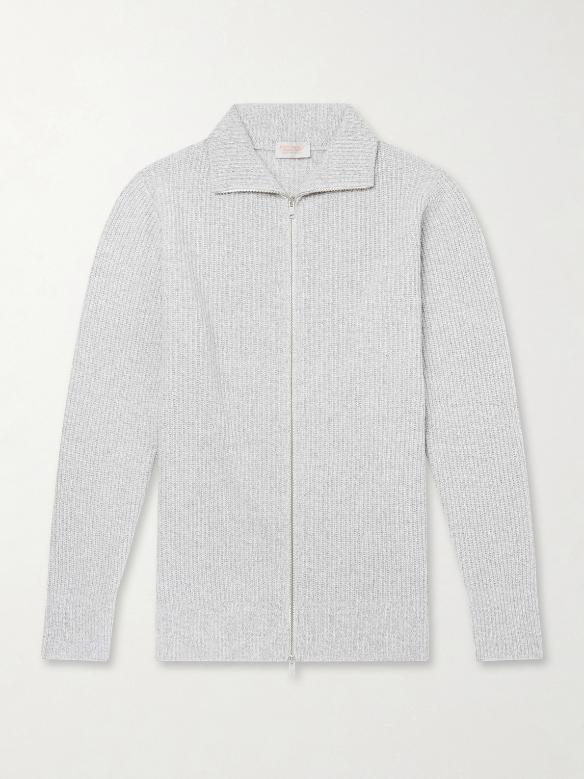 John Smedley John Smedley - Mallam Ribbed Recycled-Cashmere and Wool-Blend Zip-Up Cardigan - Men - Gray - S aus 50% Merino Wool 50% Recycled cashmere in Gray