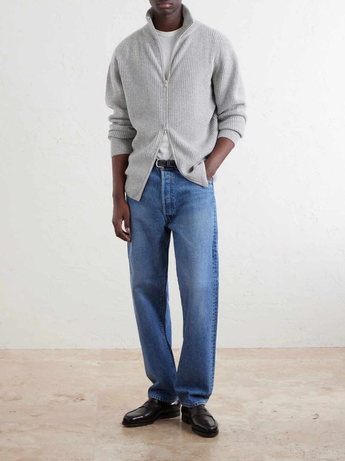 Mallam Ribbed Recycled-Cashmere And Wool-Blend Zip-Up Cardigan
